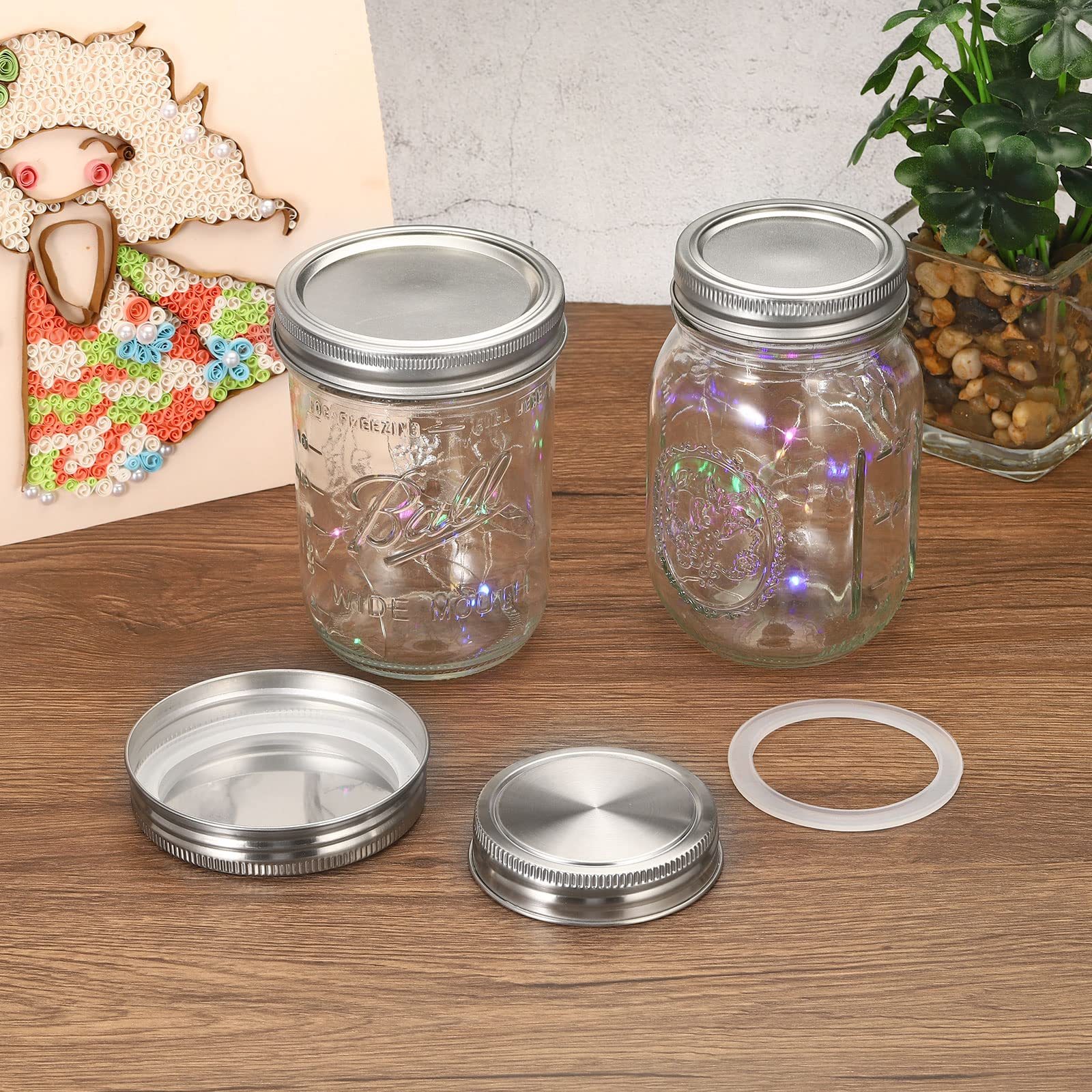 Patikil 86Mm Regular Mouth Iron Mason Jar Lids, 1Set/8 Pack Split-Type Canning Jars Caps For Kitchen Storage