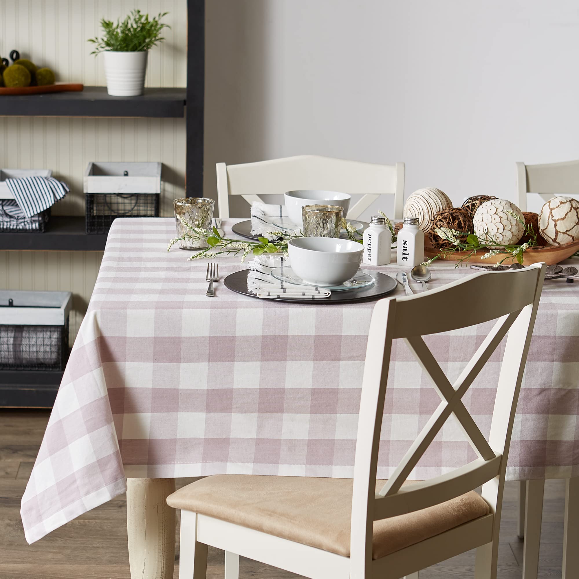 DII Dusty Lilac Buffalo Check Tablecloth