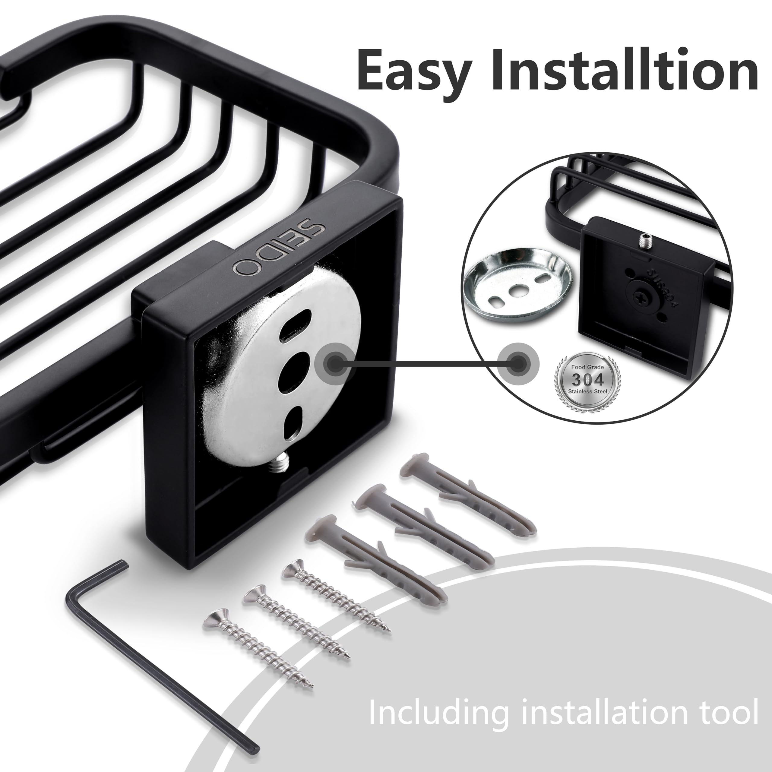 Seido 304 Stainless Steel Soap Dish Holder, Wall Mounted Soap Dish Holder For Shower Wall Bathroom & Kitchen Dish Soap Tray Matt