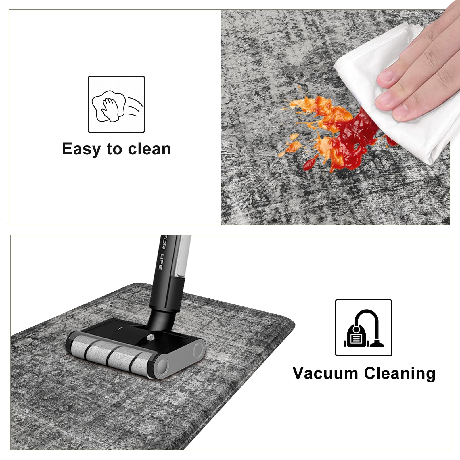 Sungea Farmhouse Anti Fatigue Kitchen Mats For Floor,Non Slip Mats For Kitchen Floor,Distressed Ergonomic Waterproof Comfort Mem