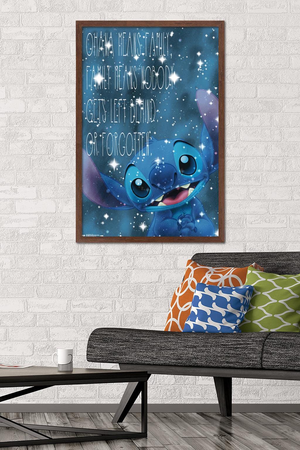 Trends International Disney Lilo And Stitch - Ohana Wall Poster, 22.375'' X 34'', Mahogany Framed Version