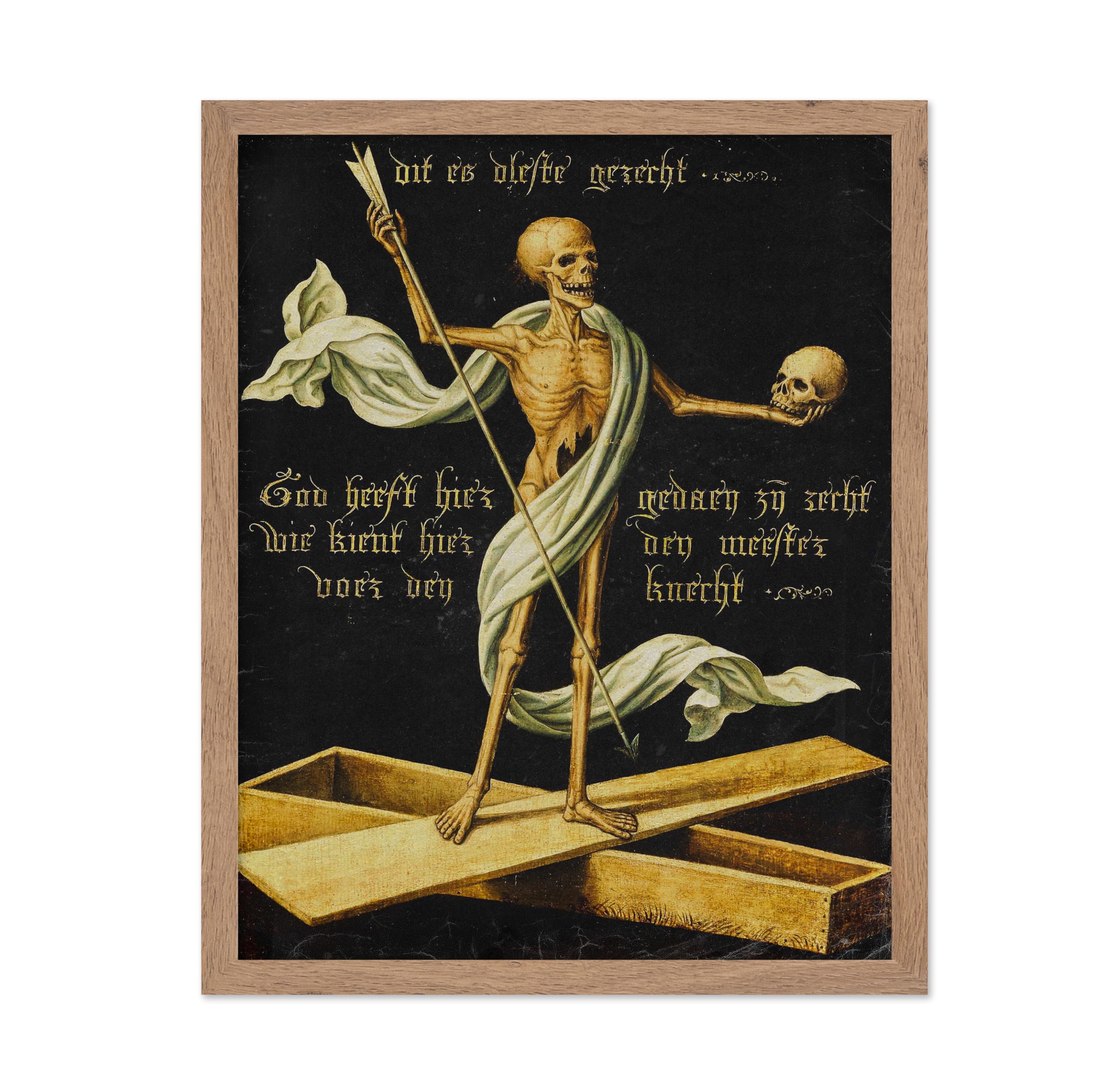 Poster Master Vintage Medieval Poster - Retro Gothic Print - Gift for Artist, Friend - Allegory of Life and Death, Skeleton, Dar