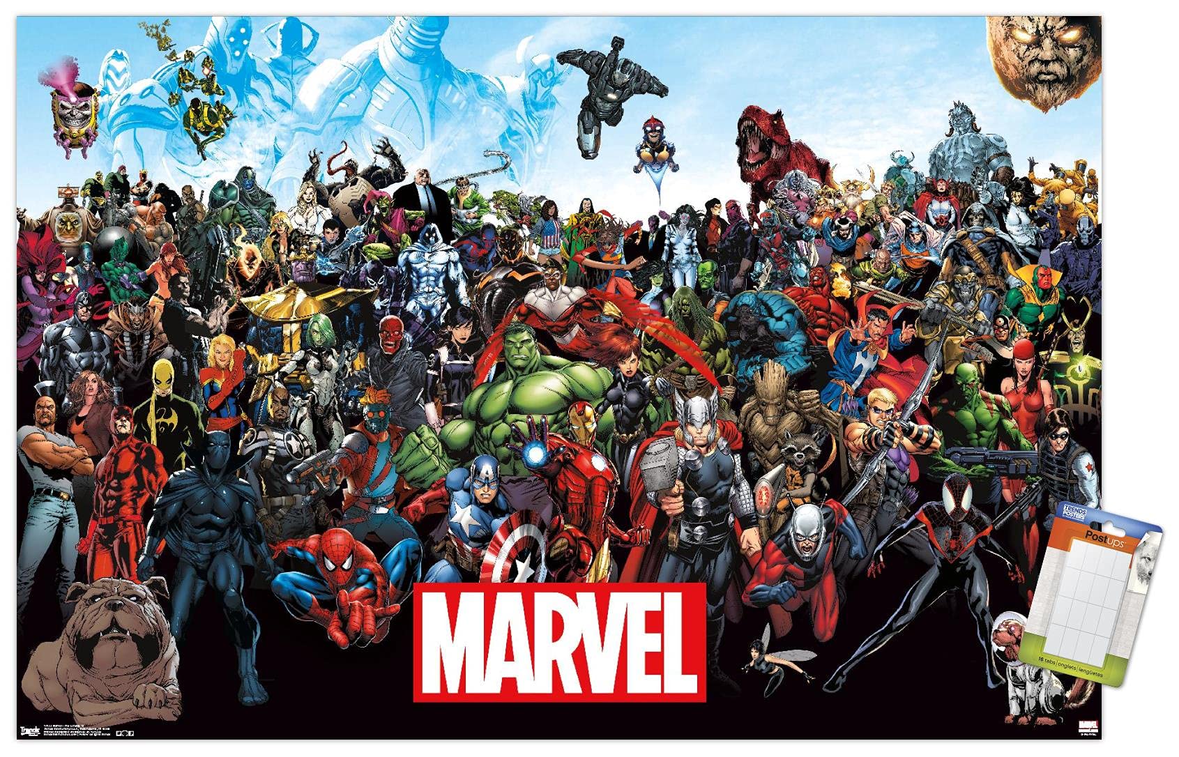 Trends International Marvel Comics - The Marvel Lineup Wall Poster, 22.37'' X 34.00'', Premium Poster & Mount Bundle
