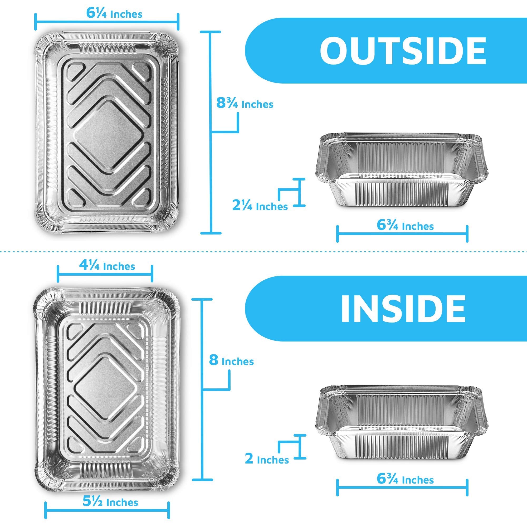 Montopack Disposable Takeout Pans With Clear Lids | 2Lb Capacity Aluminum Foil Food Drip Container With Strong Seal For Freshnes
