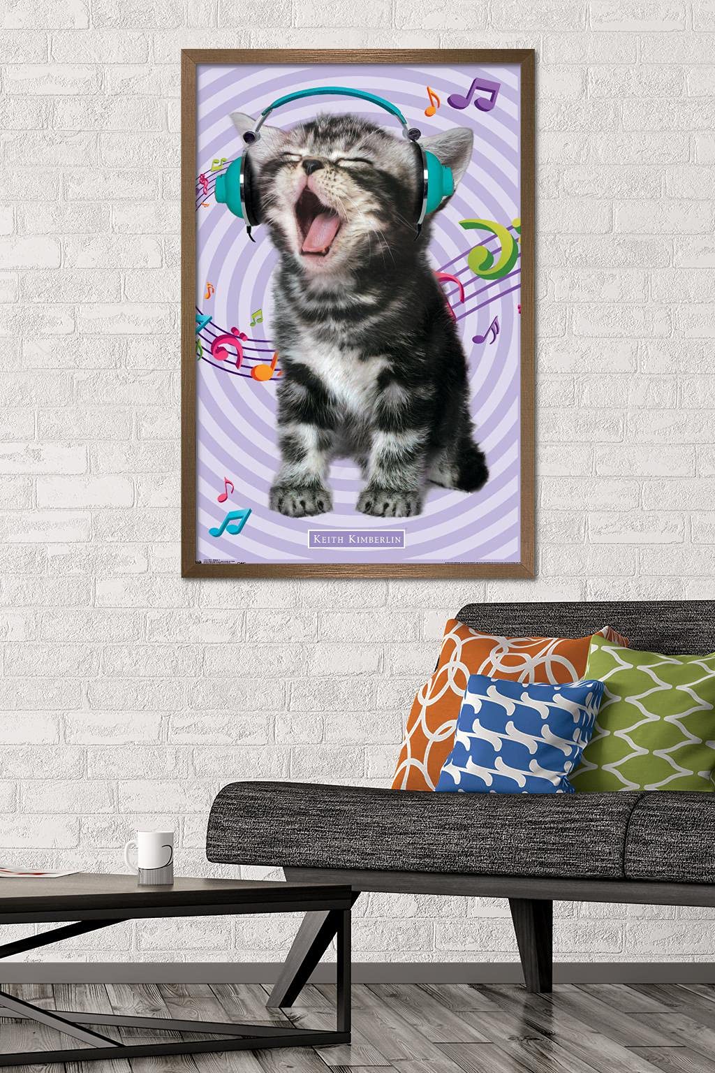 Trends International Keith Kimberlin - Kitten - Singing Wall Poster, 22.375'' X 34'', Bronze Framed Version