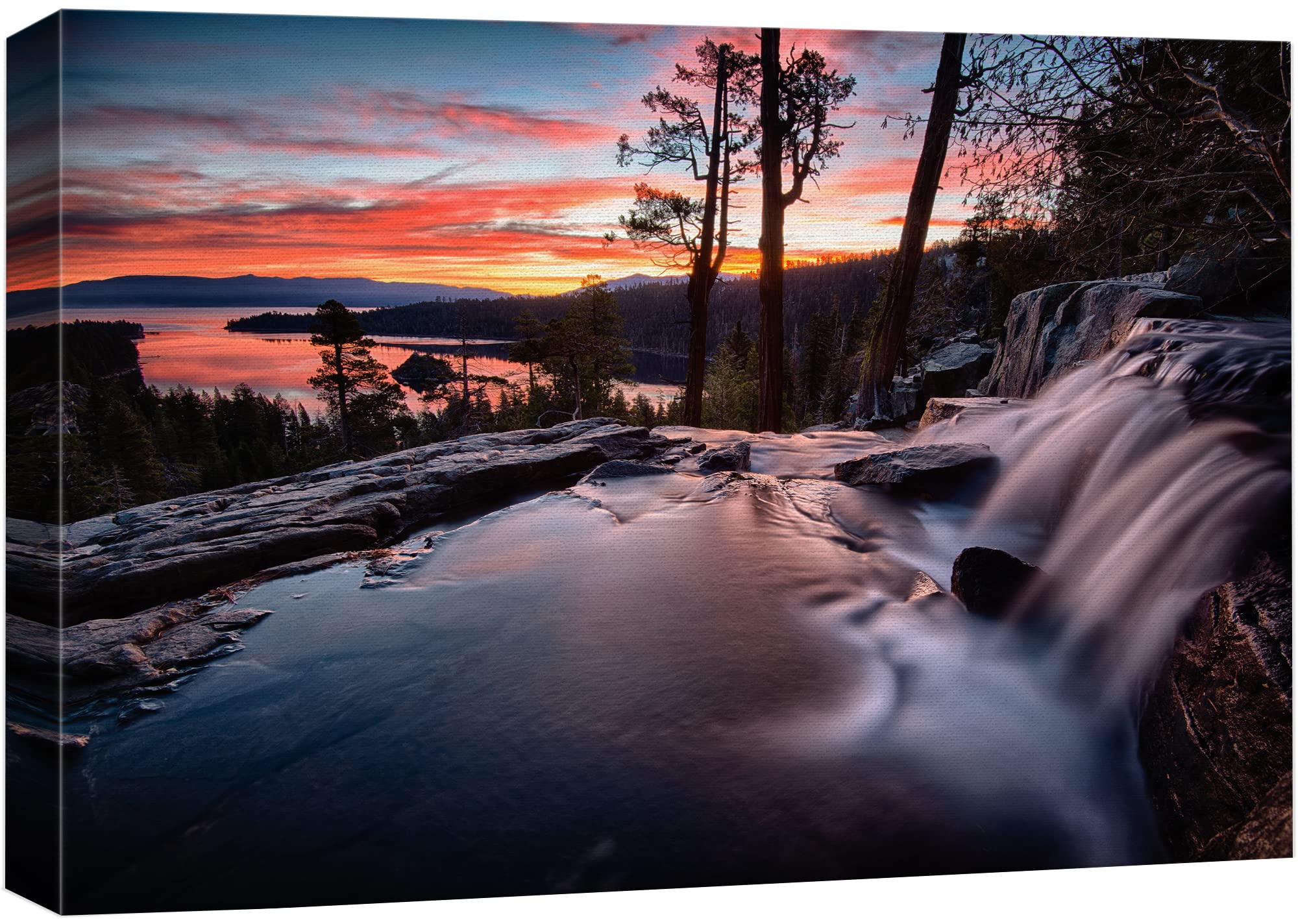 Wall26 Canvas Print Wall Art Water Rushes Over Lake At Sunset Nature Wilderness Photography Modern Rustic Scenic Relax/Calm Mult