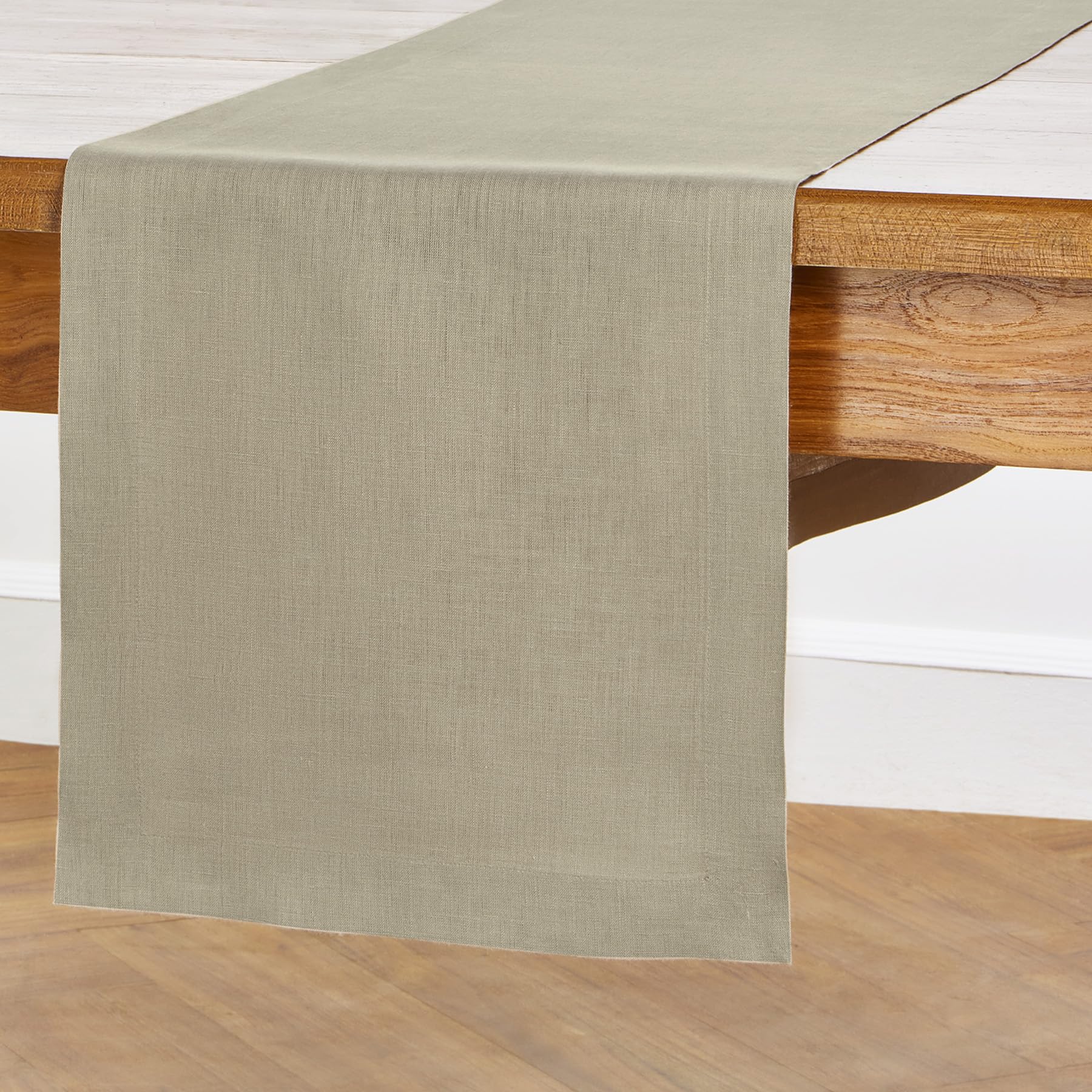Solino Home Linen Vintage Khaki Table Runner 108 Inches Long - 100% Pure Linen 14 x 108 Inch Table Runner for Fall, Autumn, Than