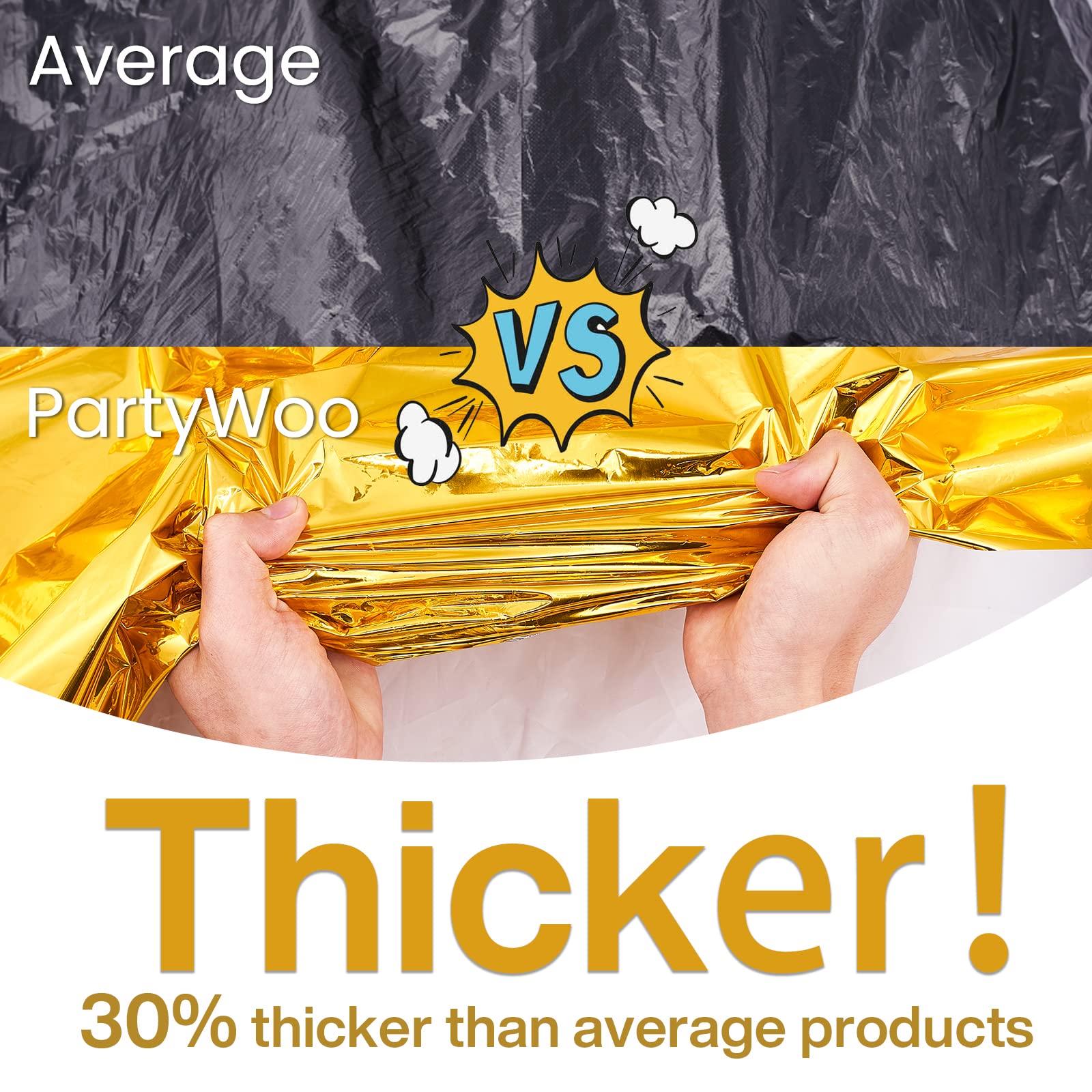 Partywoo Gold Foil Tablecloth, 3 Pack 54 X 108 Inch Rectangle Tablecloth, Foil Tablecloth For 6 To 8 Foot Table, Metallic Table