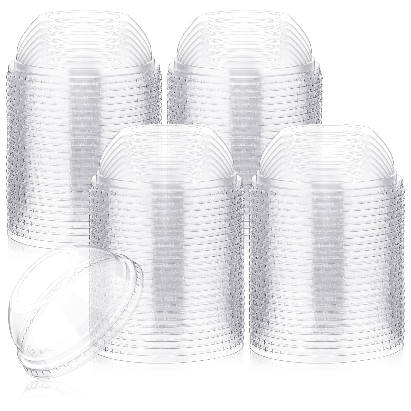 LemonRoad 100 Packs 98mm Dome Lids Wide Hole for 1624 Oz Cups,Clear