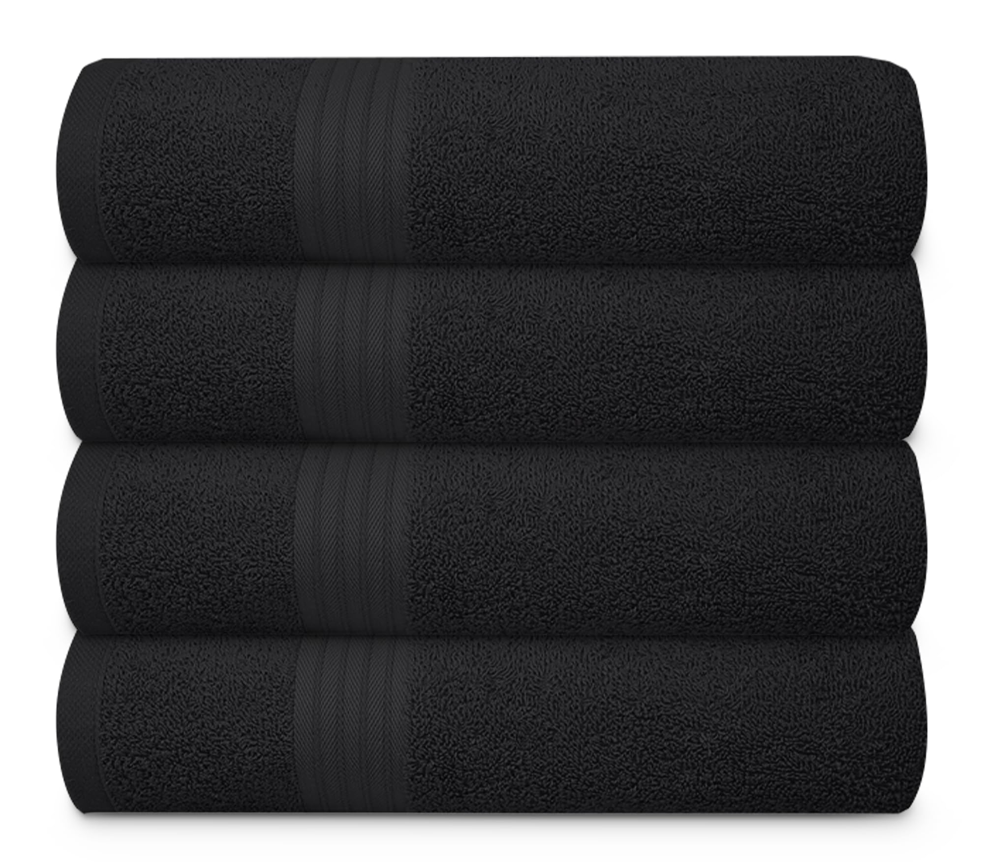 Textila 100% Cotton Large Bath Towels - 27X54 (4-Pack, Black) - Highly Absorbent, Super Soft, And Luxurious For Bathroom, Pool,