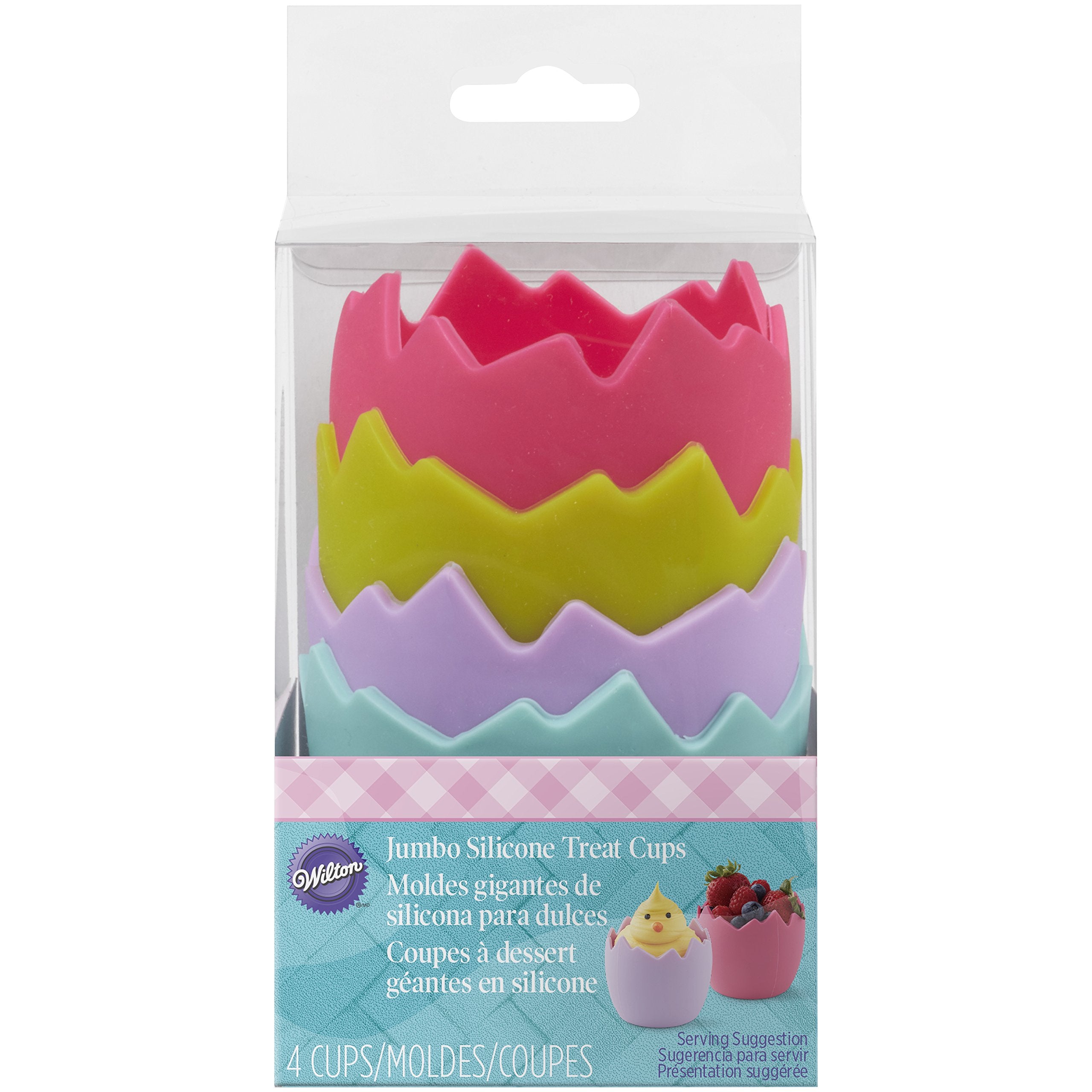 Wilton 4 Pieces Hatched Jumbo Silicone Treat Cup  7.5 x 7 cm  Multicolour