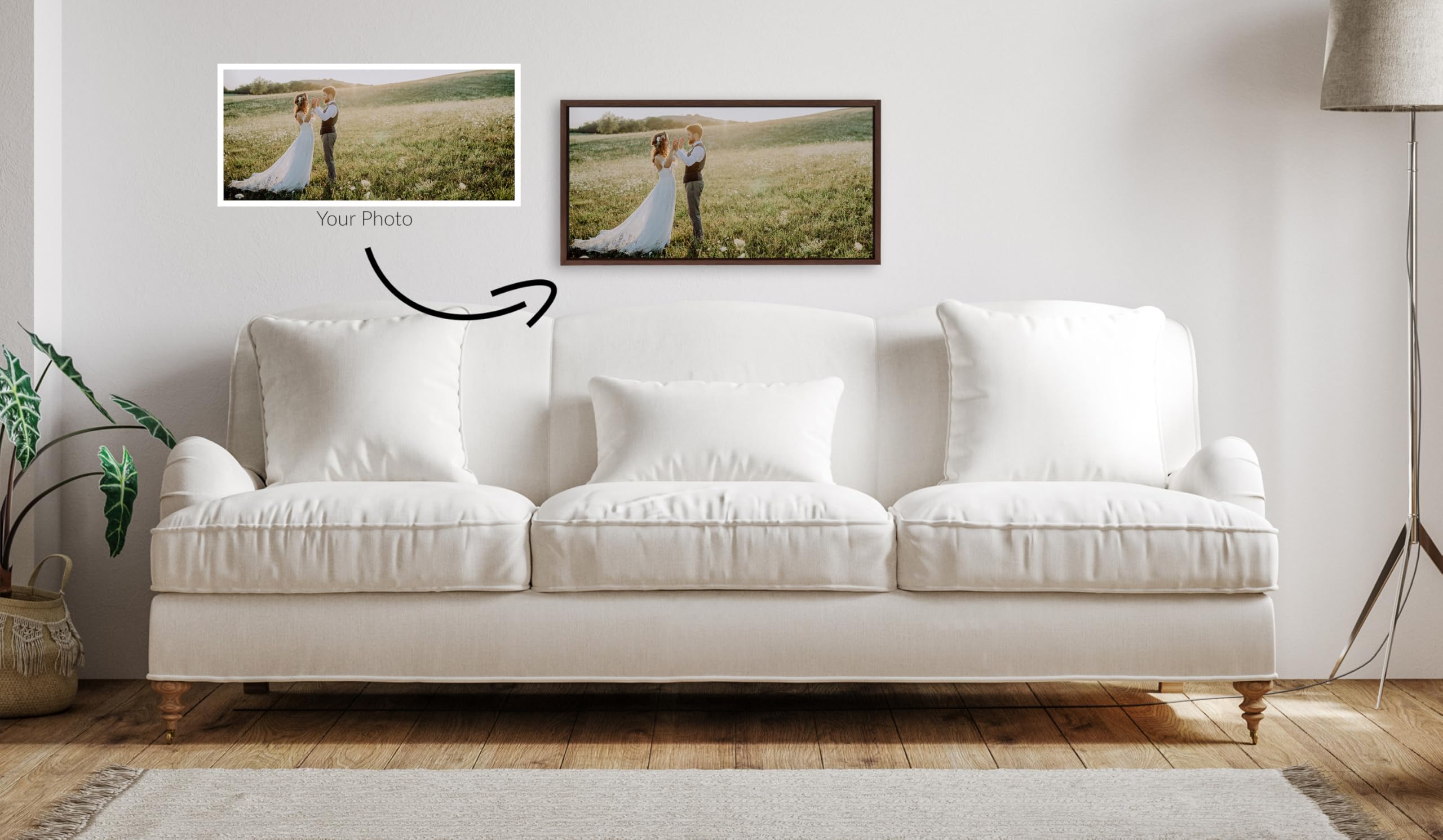 Kate And Laurel Custom Printed Framed Canvas Wall Art, 26.5X14 Brown, Sylvie Personal Canvas Print With Your Photos For Bedroom