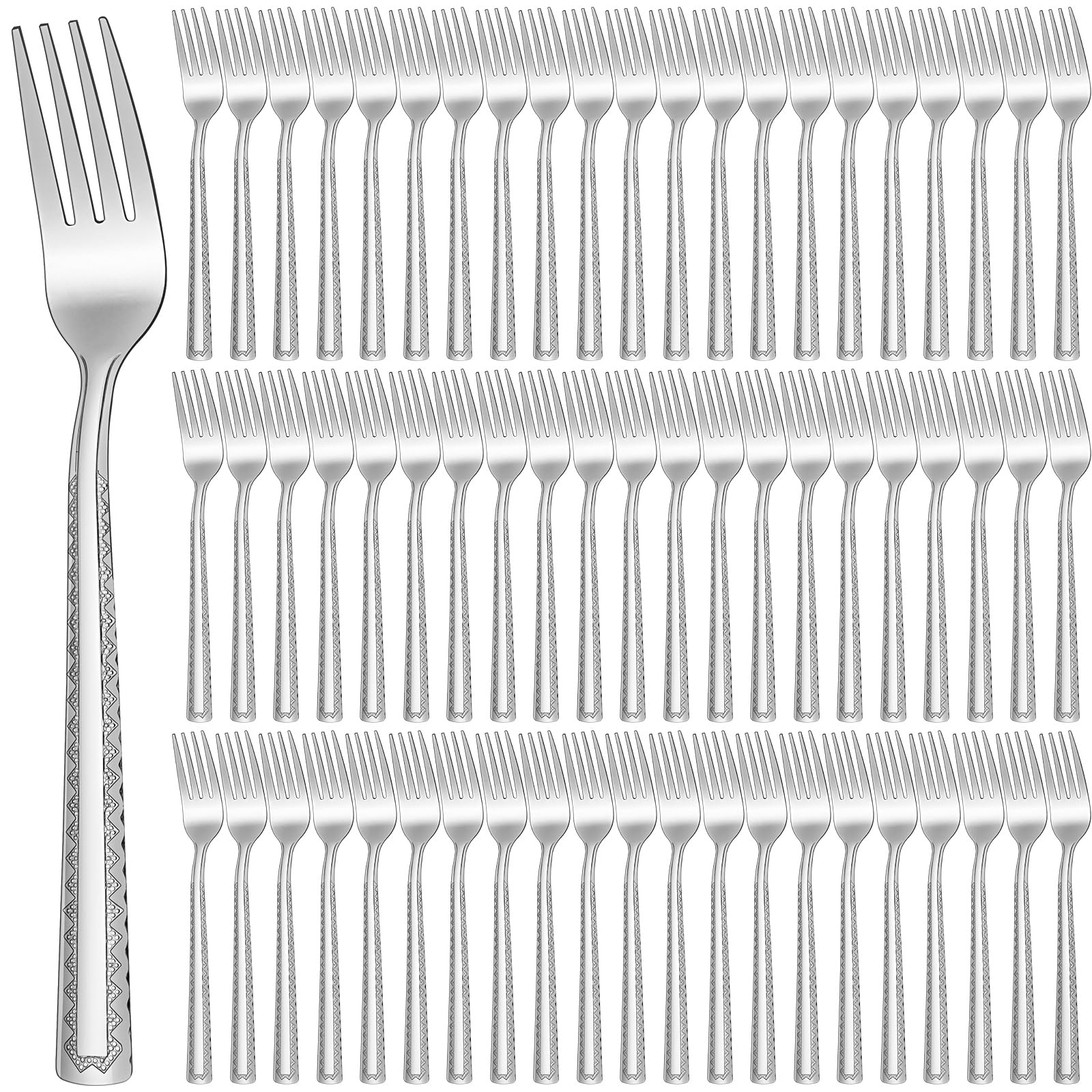 Minatee 100 Pieces Metal Forks Set Bulk 6.7 Inches Stainless Steel Dinner Forks Silverware Flatware Fork Salad Forks for Home Re