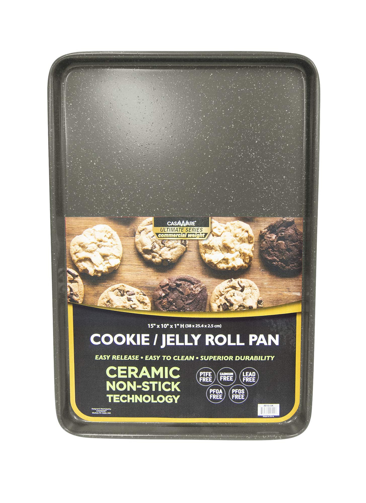 Casaware 15 X 10 X 1-Inch Ultimate Series Commercial Weight Ceramic Non-Stick Coating Cookie/Jelly Roll Pan (Silver Granite)