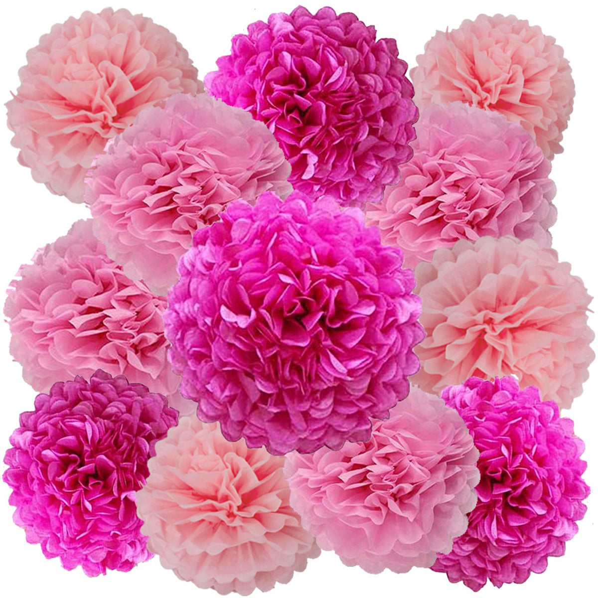 We Moment Hot Pink,Pink And Light Pink Paper Pom Poms Decorations For Wedding Birthday Pink Party Decoration Ceiling Wall Hangin