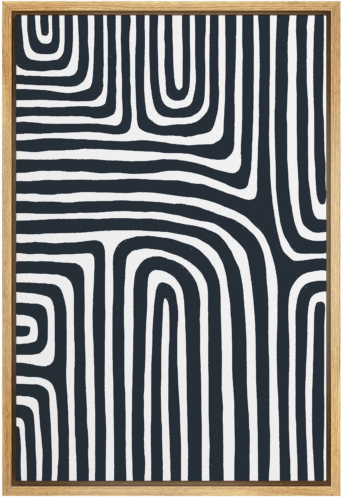 Signleader Framed Canvas Print Wall Art Wavy Lines Close-Up Abstract Patterns Illustrations Modern Art Minimalist Dramatic Multi