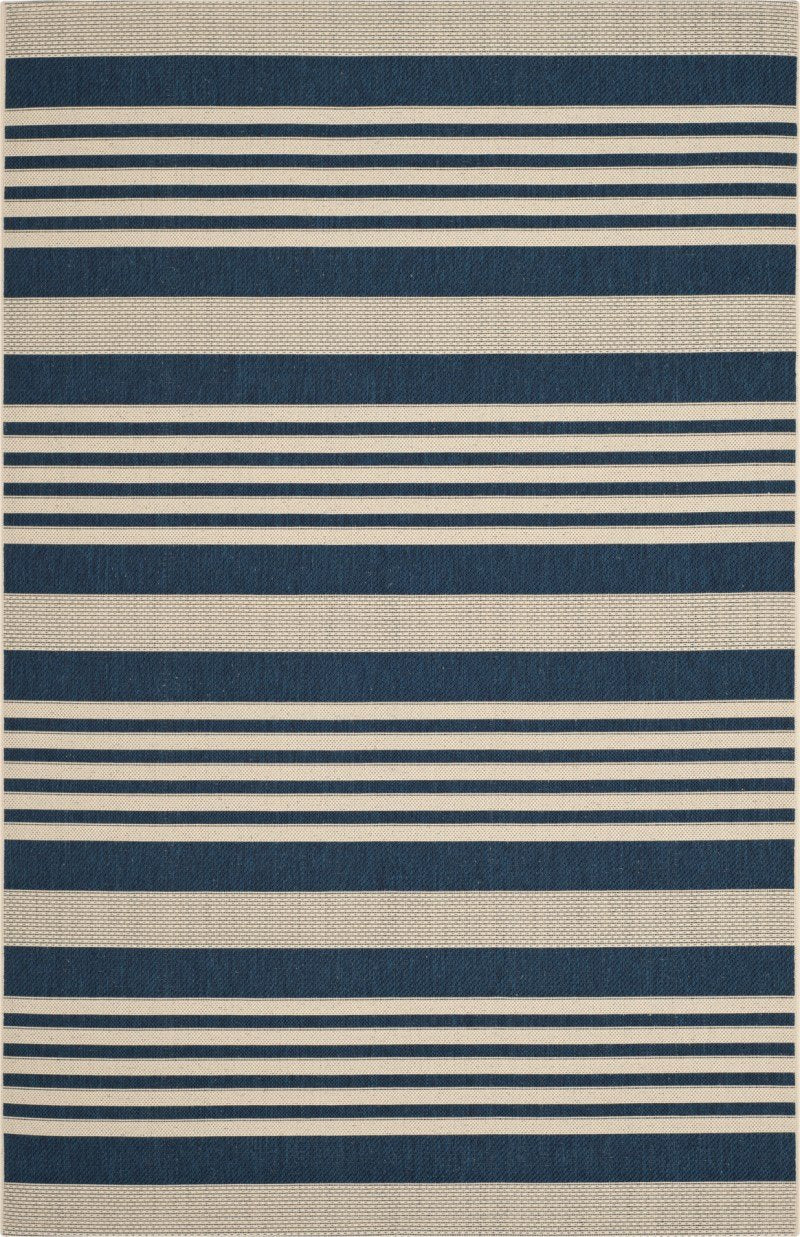 SAFAVIEH Courtyard Collection Accent Rug - 4 x 57, Navy & Beige, Non-Shedding & Easy Care, Indoor/Outdoor & Washable-Ideal for