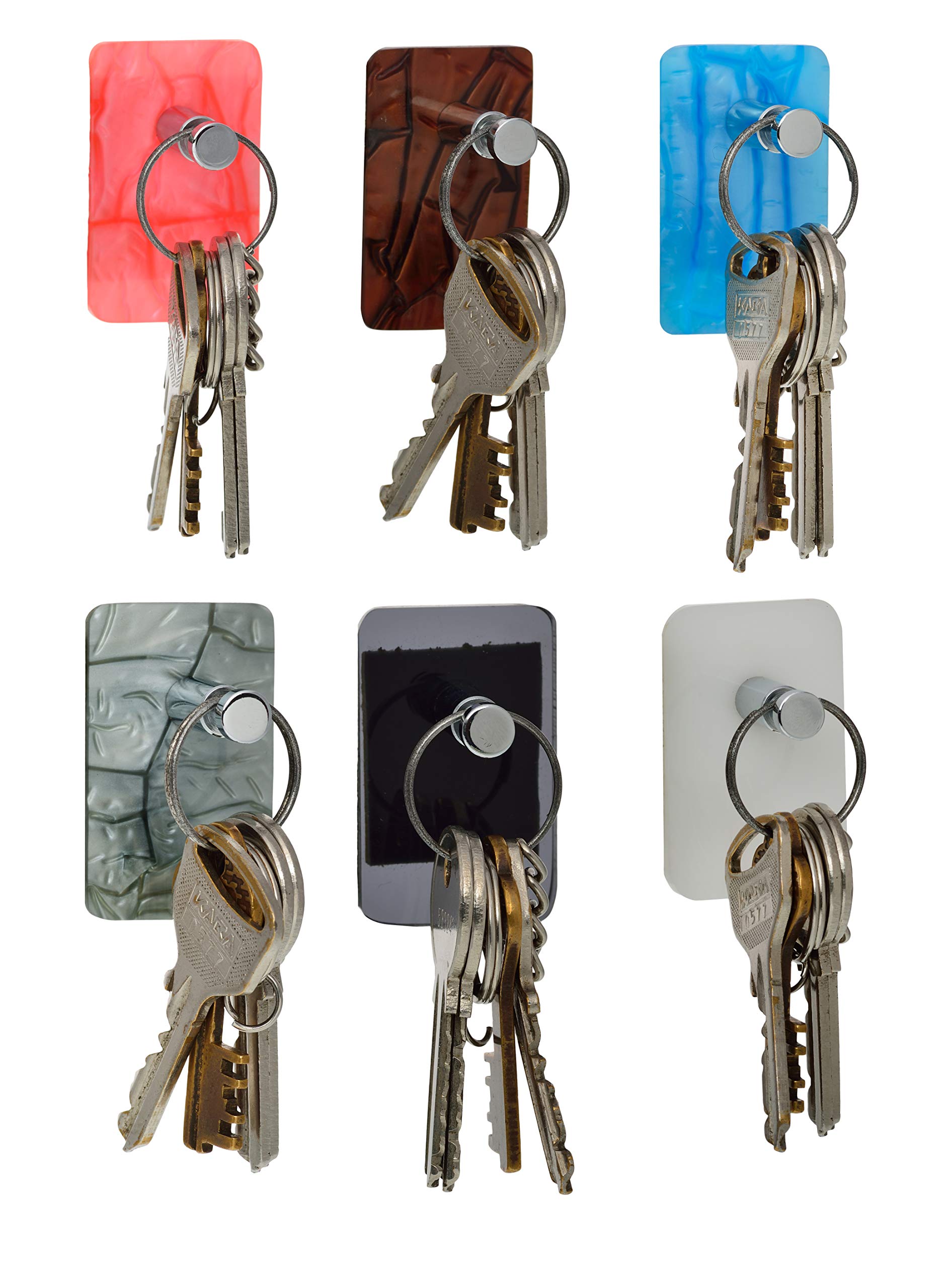 STIMULUS Acrylic Wall Mount 1 Hook Adhesive Decorative Sticky Key Holder Set of 6 pcs