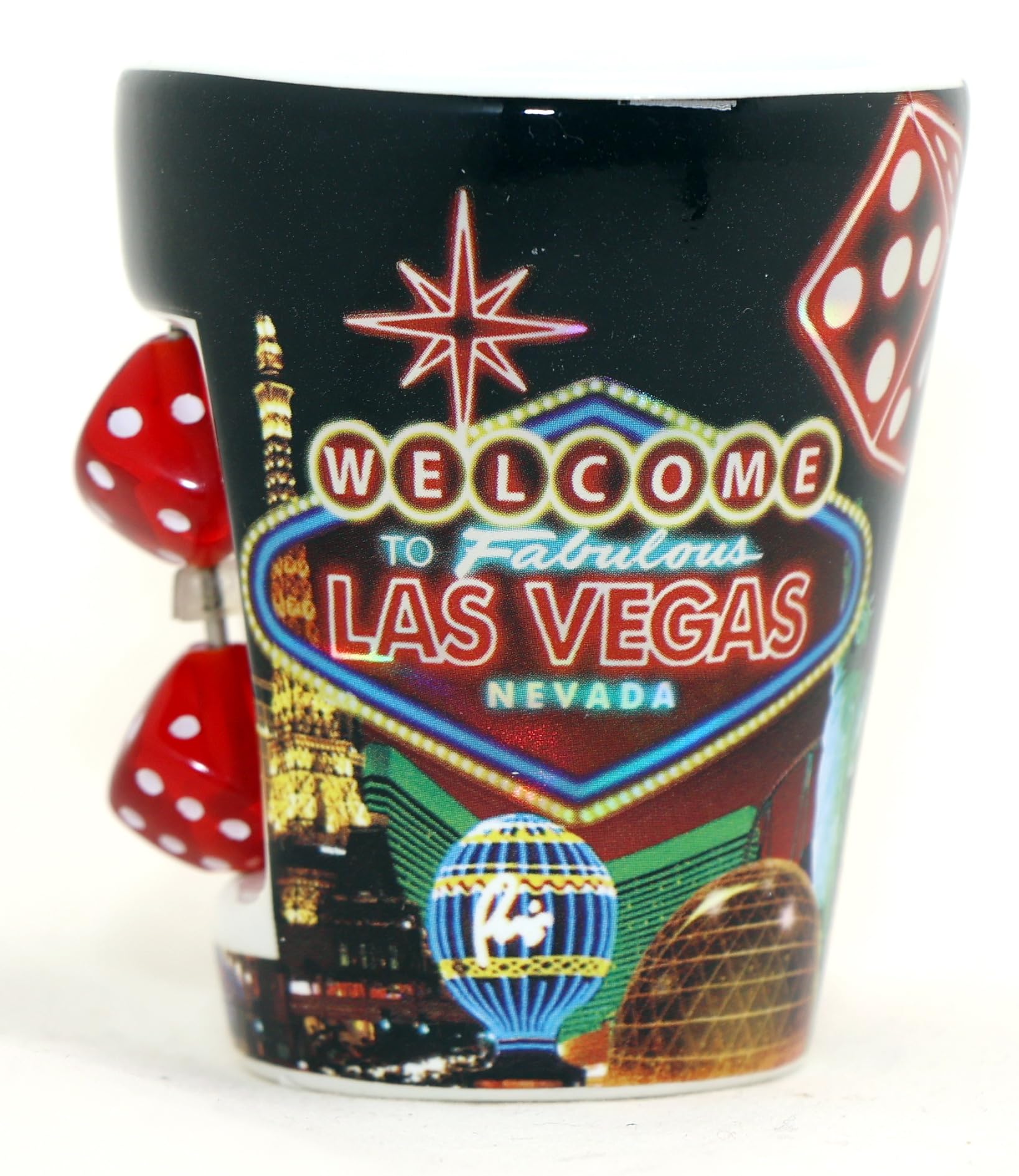 Las Vegas Nevada Neon Dice Spindice Shot Glass