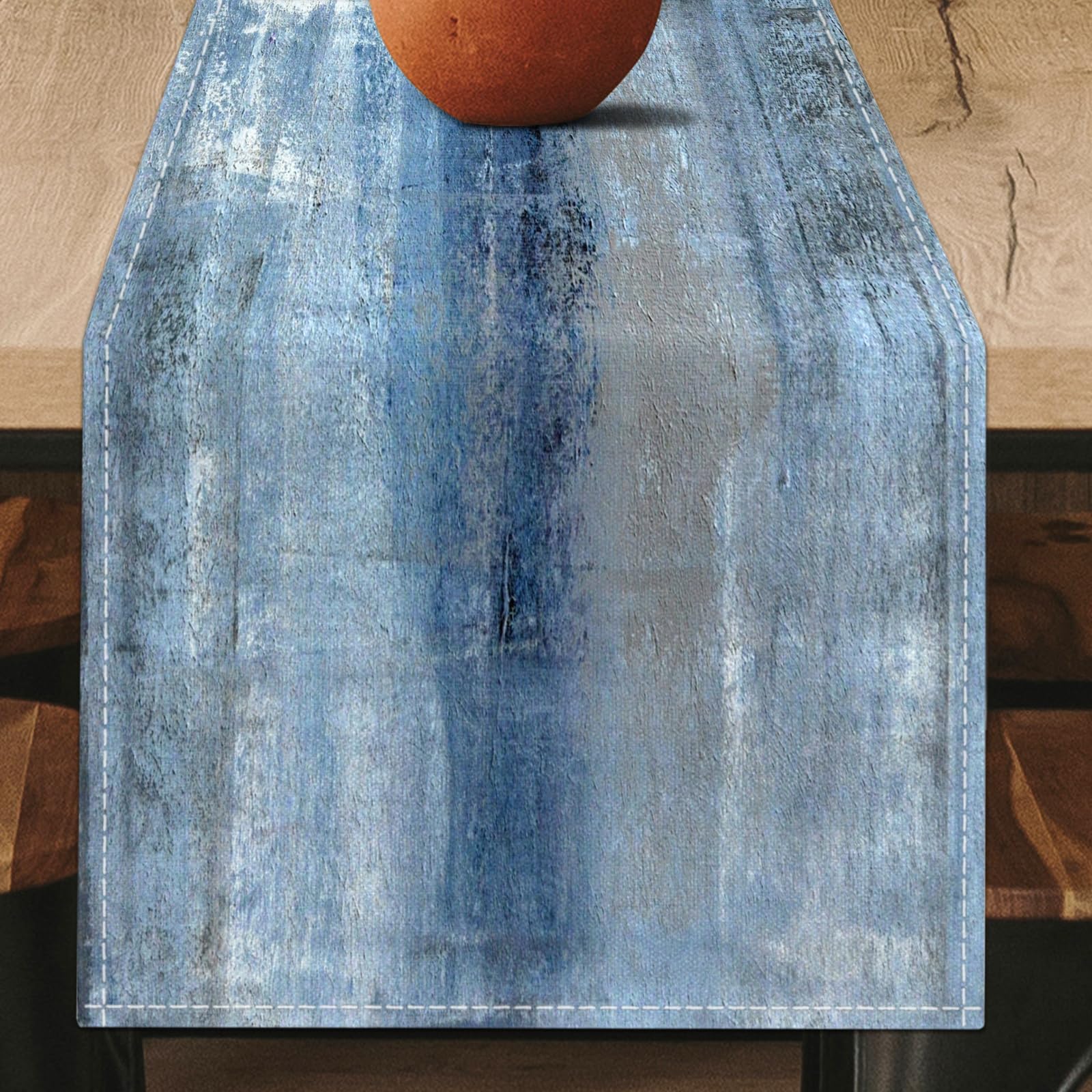Blue Grey Table Runners Modern Art Farmhouse Linen Table Runners Dresser Scarves Retro Rustic Style for Party Kitchen Dining Tab