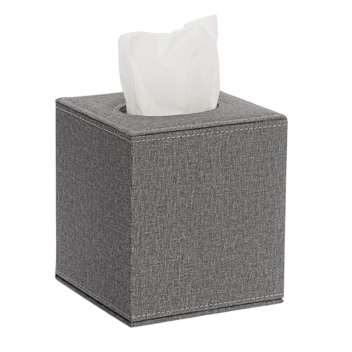 Sumnacon Square Linen Tissue Box Cover - Stylish Cube Tissue Box Holder With Magnetic Bottom, Decorative Tissue Box For Vanity T