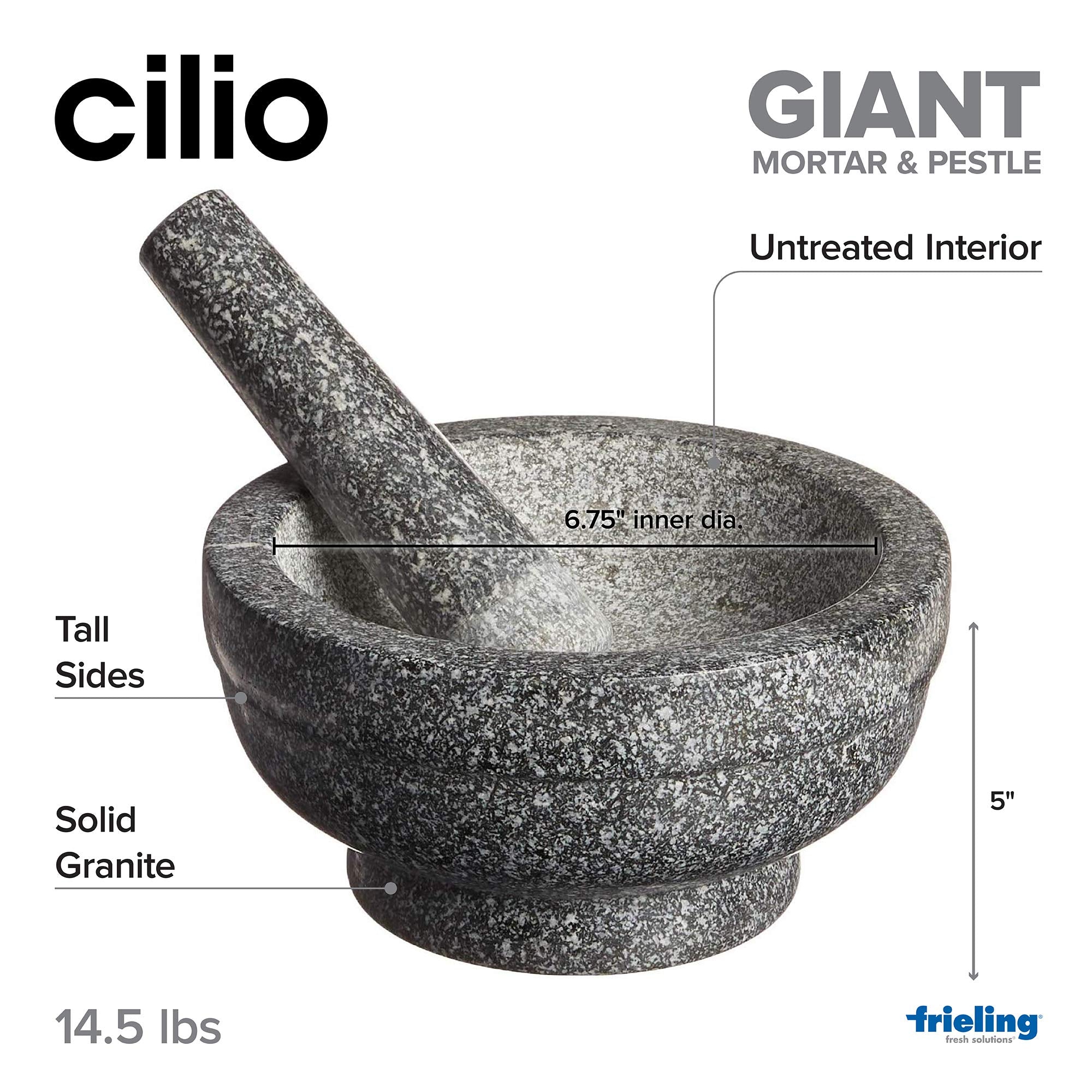 Cilio Granite Giant Mortar And Pestle - 5 X 6.75, 5'' X 6.75'' - Kitchen Mortar Pestle