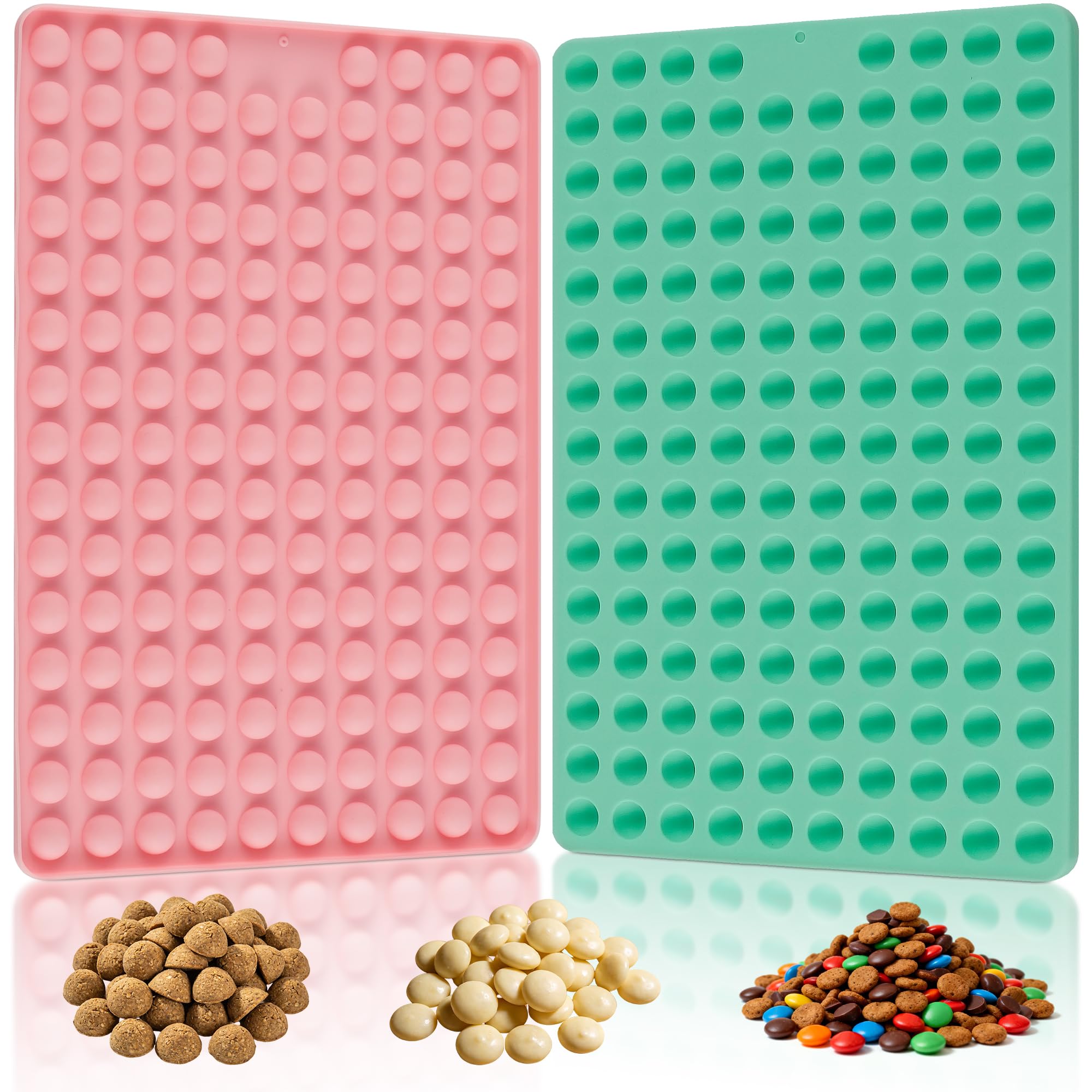 148 Cavities Mini Round Silicone Mold,Mini Silicone Dog Treat Mold,2Pcs Non-Stick Semi Sphere Chocolate Chip Mold for Baking and