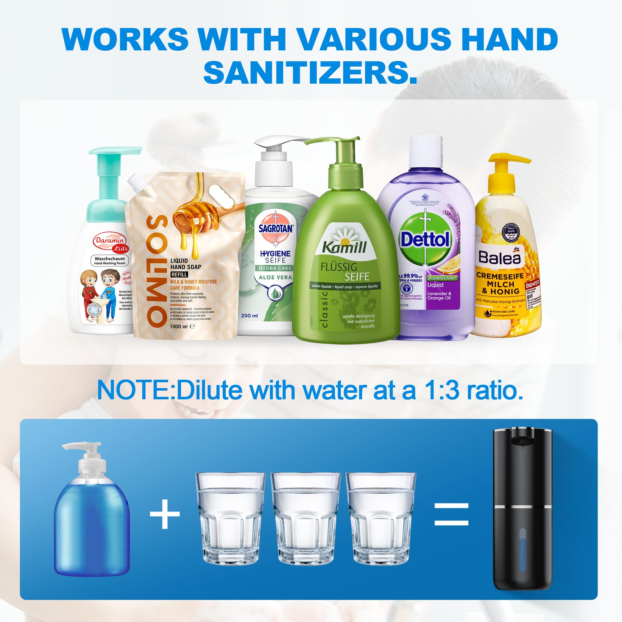 Automatic Foaming Soap Dispenser Foaming Hand Sanitizer Touchless Soap Dispenser Rechargeable With Sensor For Bathroom Kitchen 1