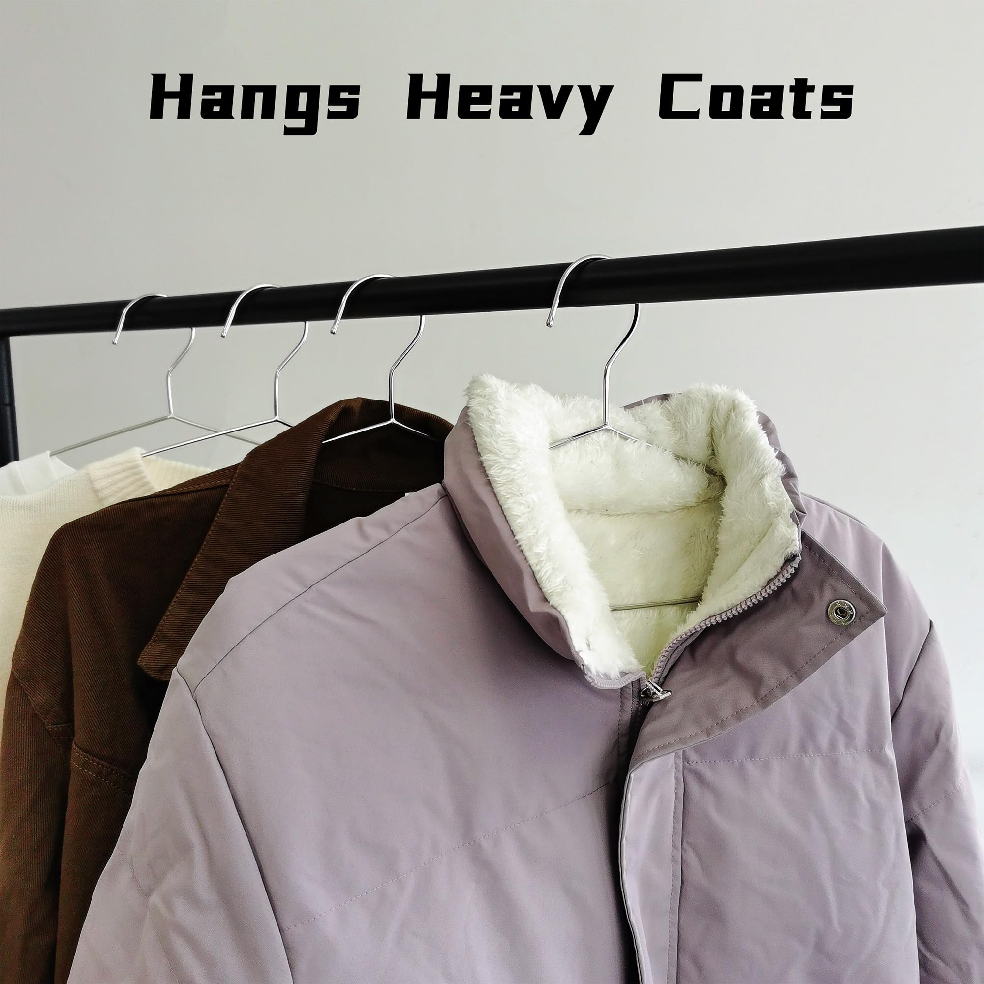 Bgrqriq Wire Hangers 60 Pack, Clothes Hangers,Metal Hangers,Heavy Duty Hangers,Coat Hanger,Space Saving Hangers,16.5Inches Close