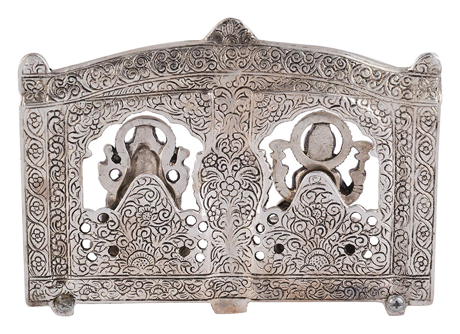 Rkonect Silver Metal Laxmi Ganesh Idol Murti With Oxidized Finish | Lakshmi Ganesha Murti With Beautiful Velvet Box And 6 Piece