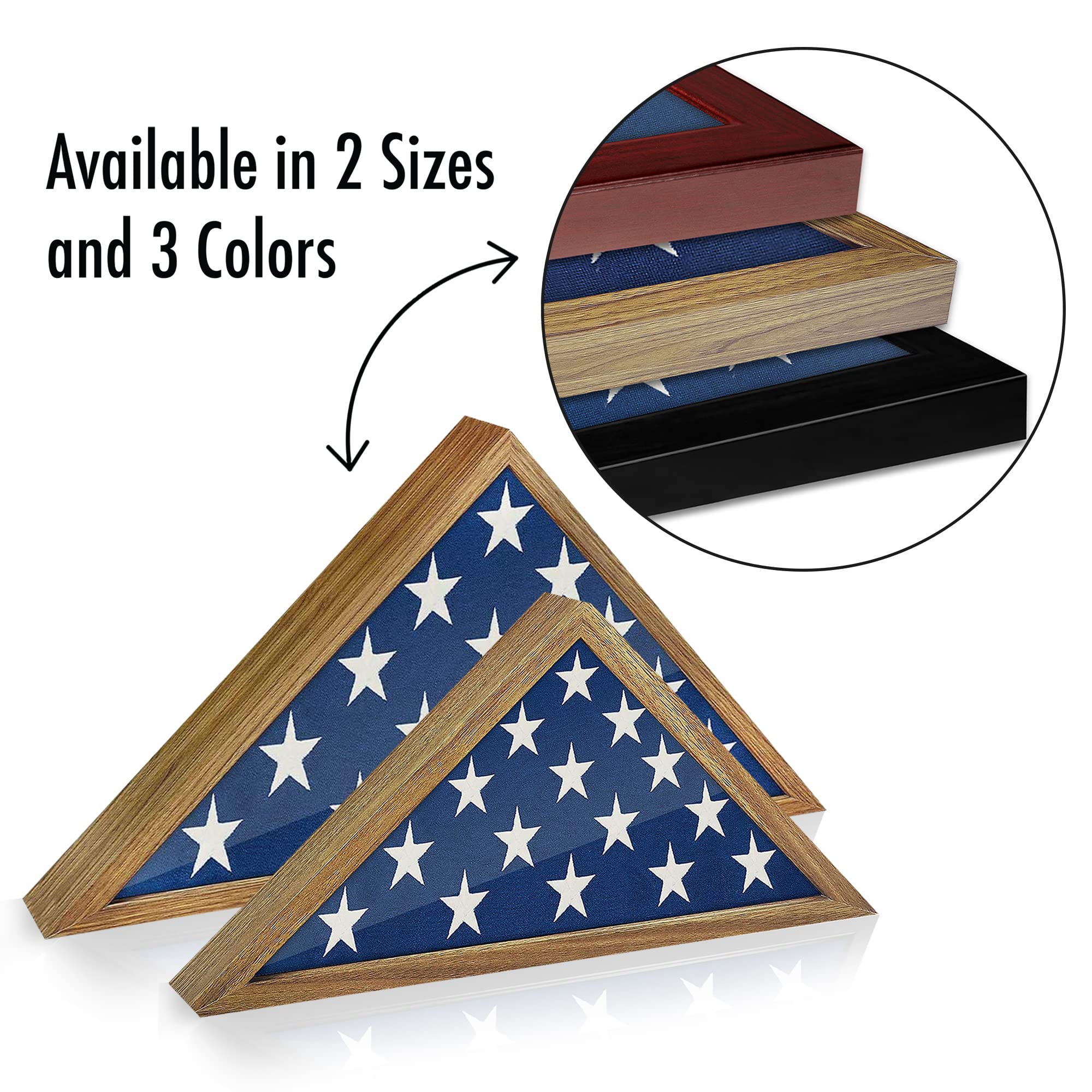 Americanflat Small Folded Flag Display Case - Fits Folded 3x5 Ceremonial Flags (Not for Burial Flag) - Silhouette Collection -