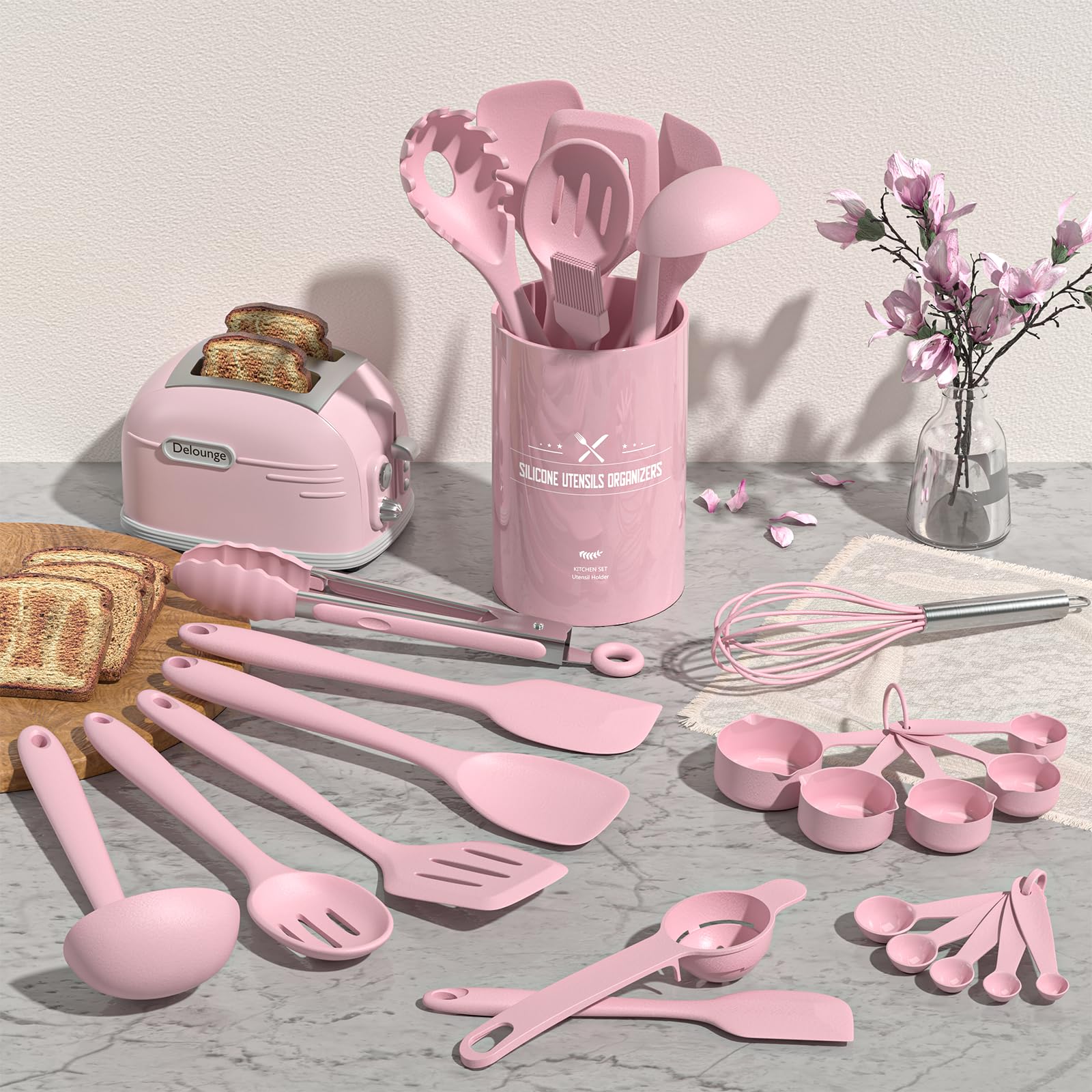 Umite Chef 22Pcs Silicone Cooking Utensils Set, Heat Resistant Silicone Kitchen Spatulas Set With Holder, Cooking Gadgets Tools