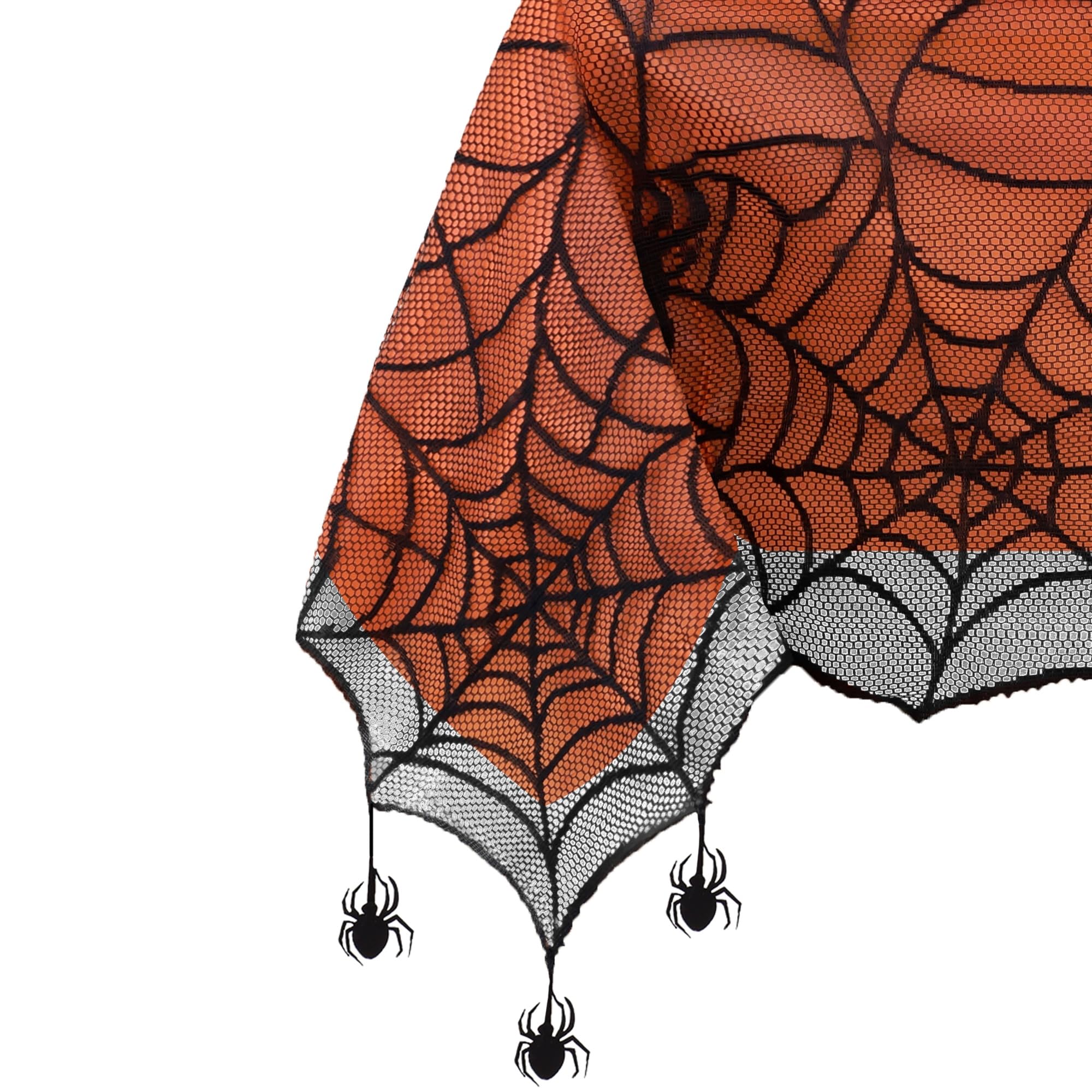 Elrene Home Fashions Crawling Spider Halloween Tablecloth Lace Lined With Removable Orange Plastic Liner, 60'' X 84'' Rectangle,