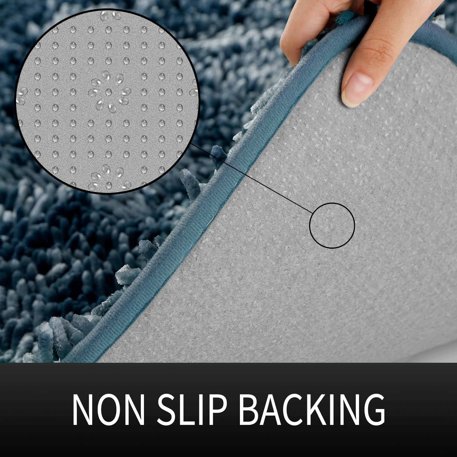 Yimobra Bathroom Rugs Non Slip, Bath Mats Super Absorbent Chenille Bath Shaggy Mats, Plush Carpets Mat For Tub, Shower, Bathtub