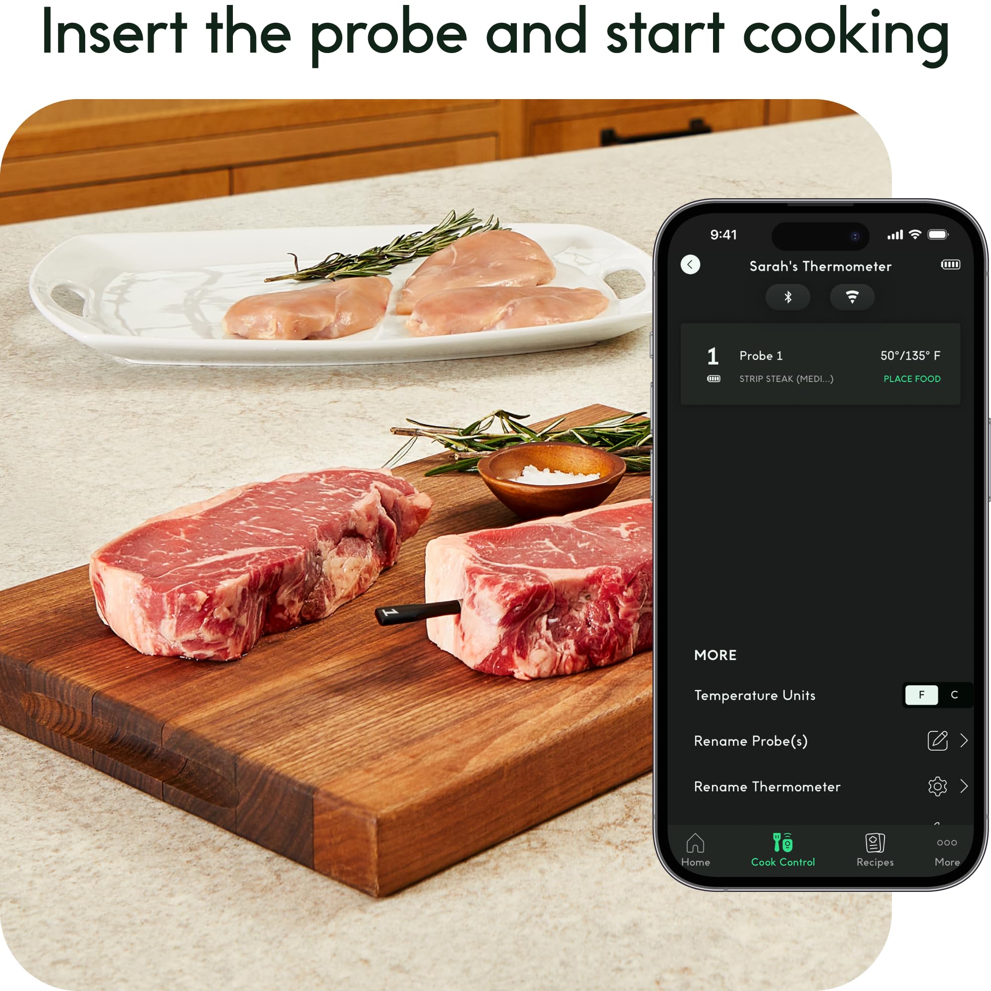 Chef Iq Sense Smart Wireless Meat Thermometer With Ultra-Thin Probe, Unlimited Range Bluetooth Meat Thermometer, Digital Food Th