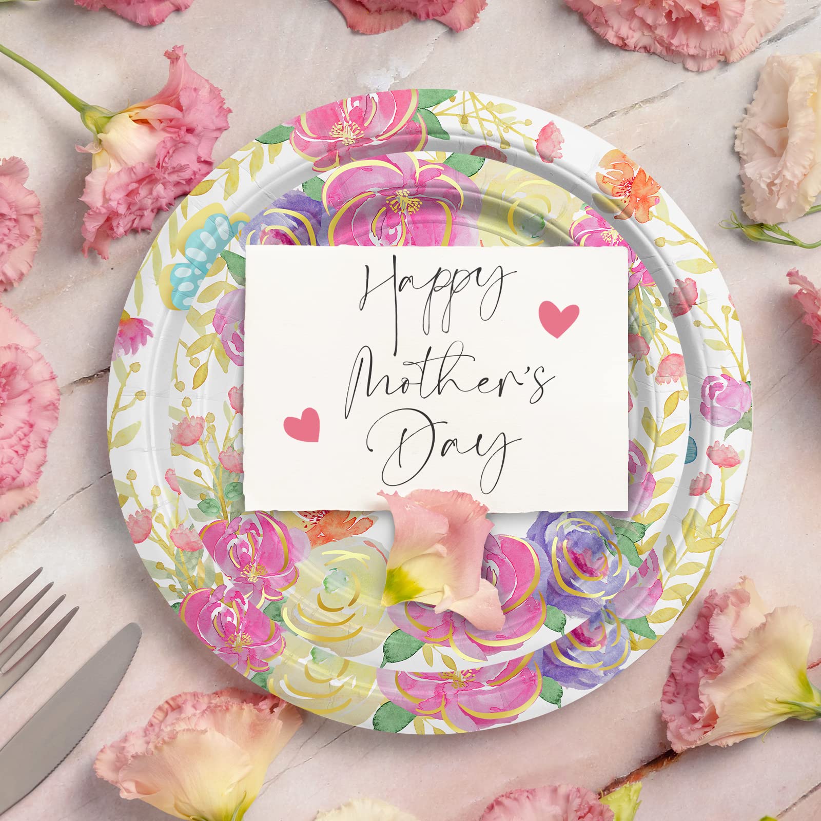 Mother'S Day Party Supplies, Serve 50, Happy Mother'S Day Pack Includes: Paper Dinner Plates, Dessert Plates, Luncheon Napkins F
