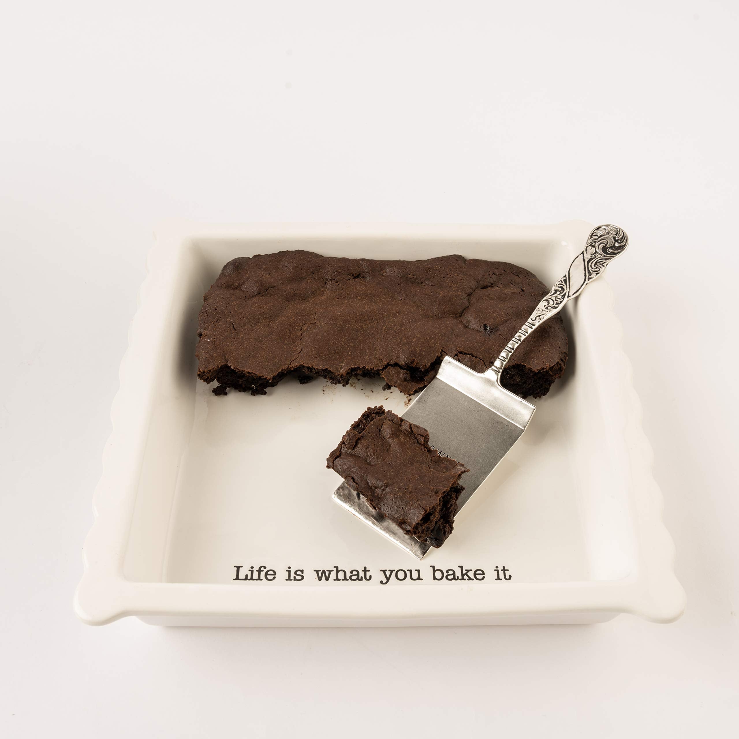 Mud Pie Brownie Baker Set, Ceramic, 3.35H x 13.4L x 13.1W, White, Model 4801003