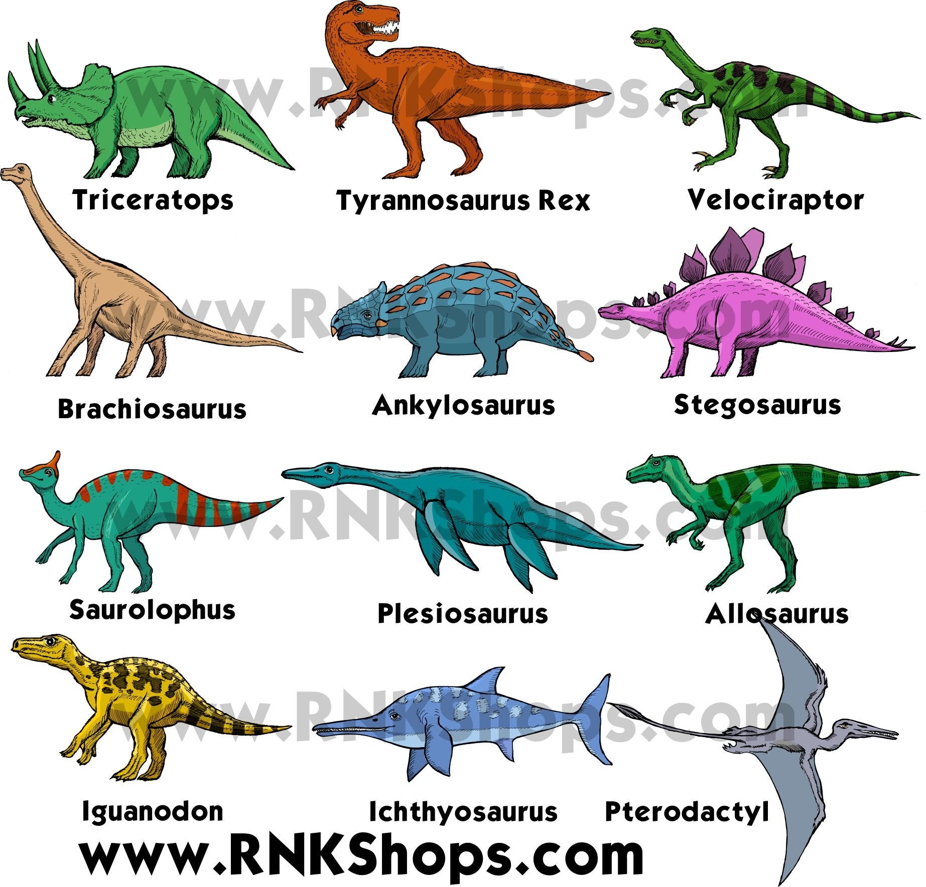 RNK Shops Personalized Dinosaurs Golf Towel - Poly-Cotton Blend - Small w/Name or Text
