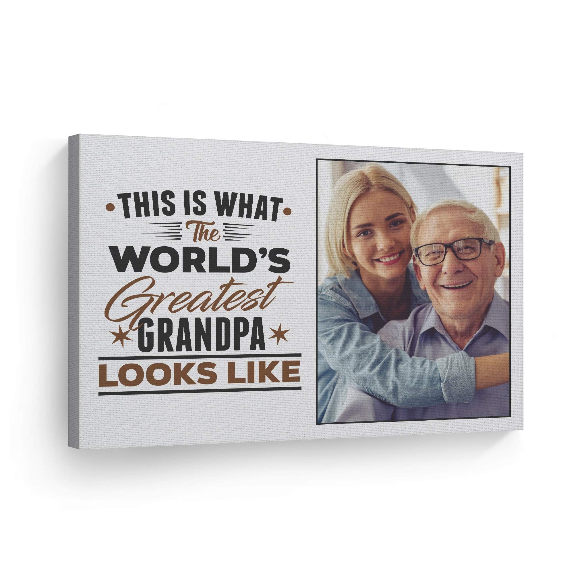 Smile Art Design Custom Photo Print Canvas Print With Your Photo Personalized Photo The World'S Greatest Grandpa Gray Color Pers