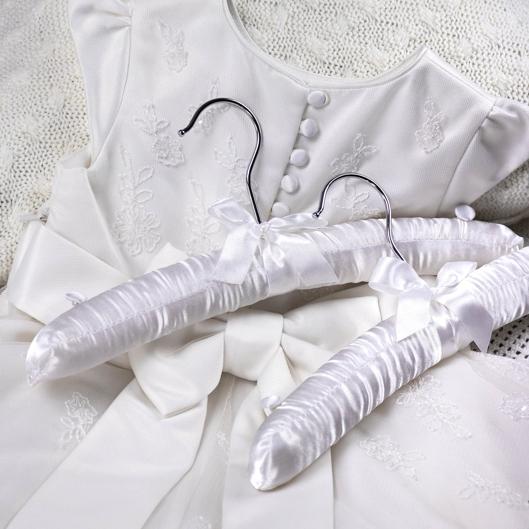 Hangerworld Pack Of 3 Small Kids Satin Padded Hangers - 11.8Inch Soft White Infant, Toddler And Baby Hangers For Nursery Closet