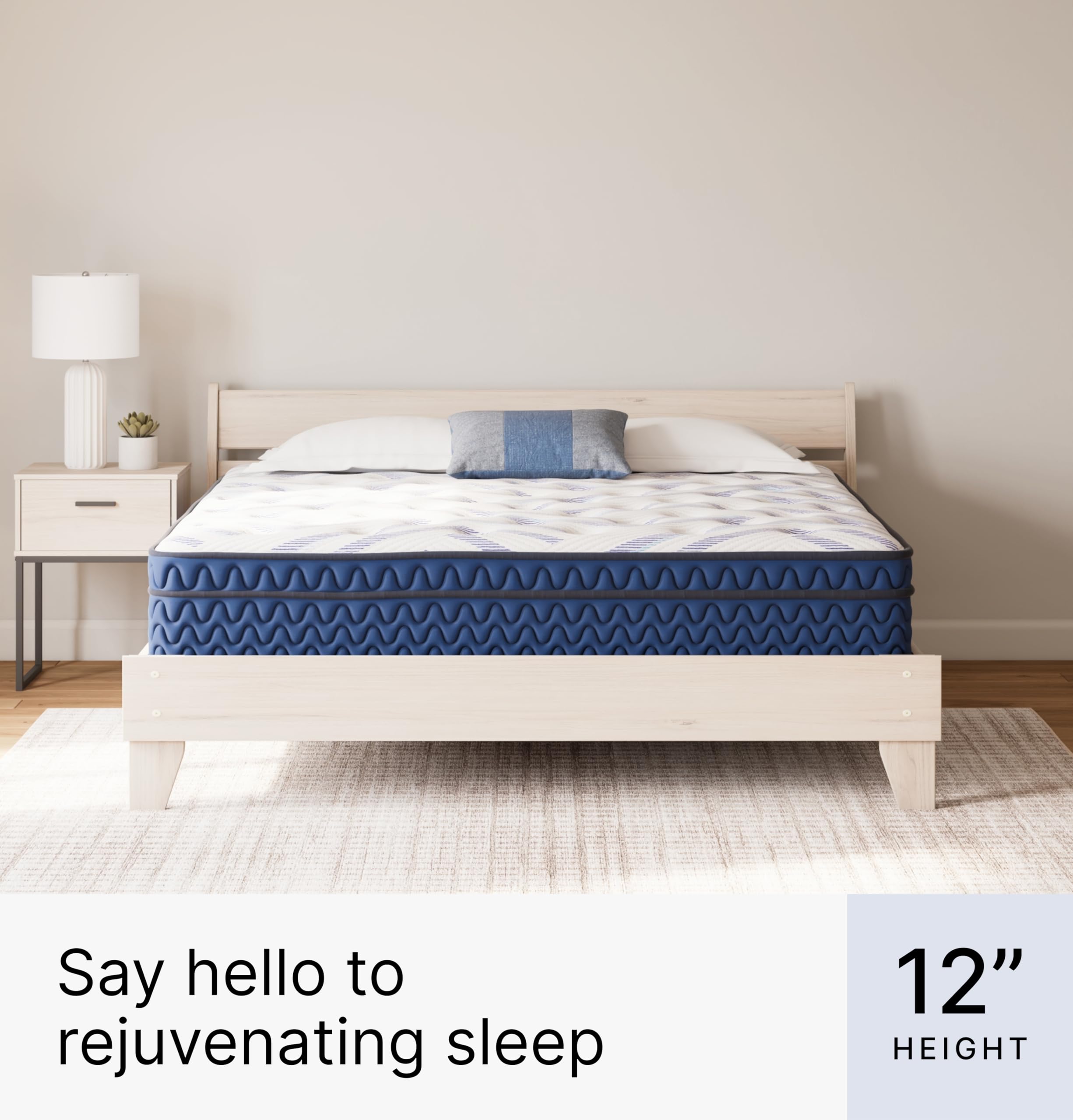 Signature Design by Ashley King Size Stack 12 Inch Hybrid Medium Plush Cooling Gel Infused Memory Foam Mattress for Pressure Rel