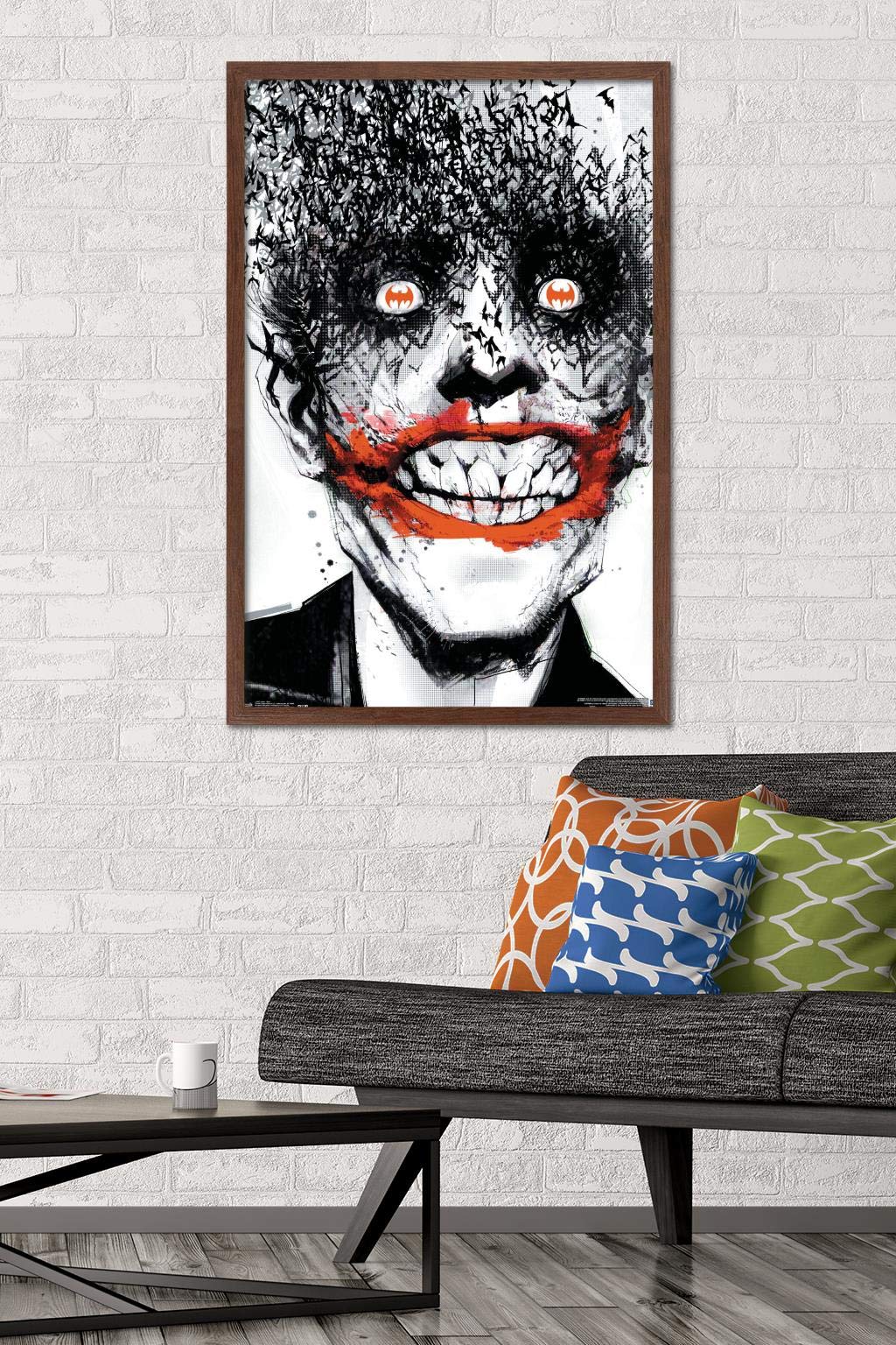 Trends International Dc Comics - The Joker - Bats Wall Poster, 22.375'' X 34'', Mahogany Framed Version
