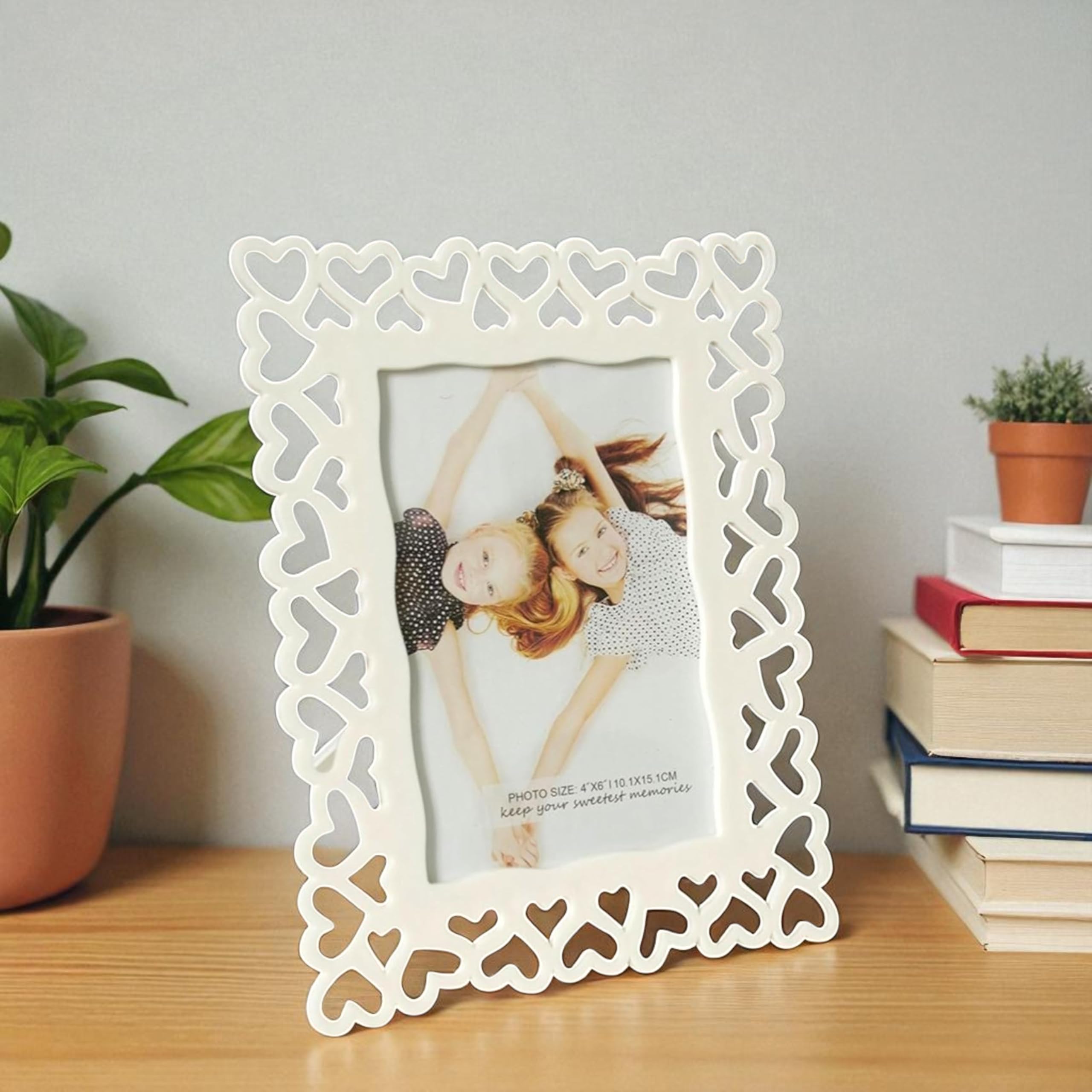 Art Street Decoralicious Designer Table Photo Frame White For Home, Office, Bedroom And Living Room Table Dcor (4X6 Inch)