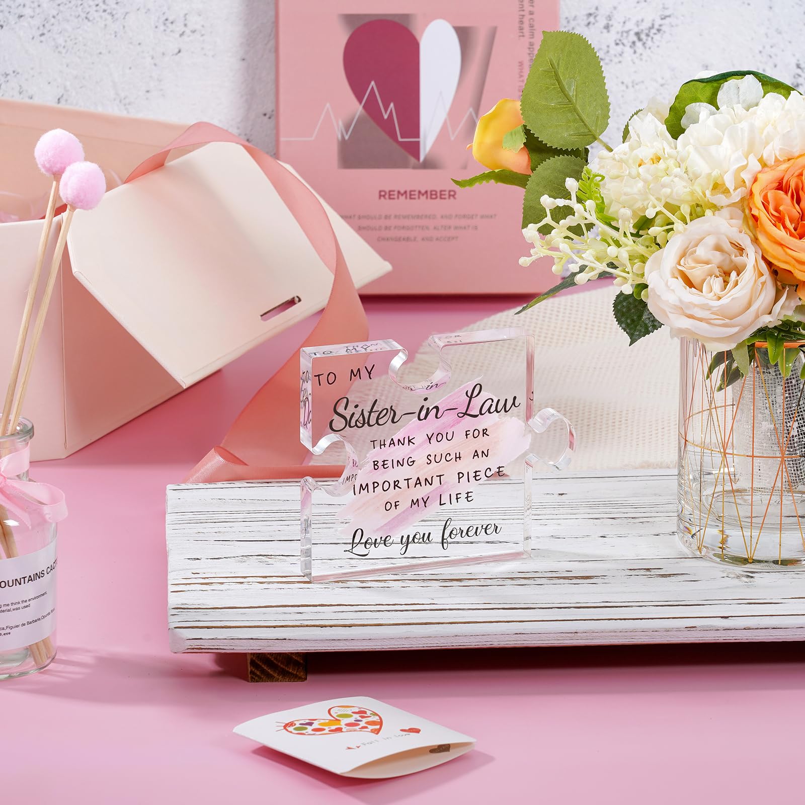 Sister in Law Gifts from Sister Brother - Unique Sister in Law Gift Ideas Best Sister in Law Puzzle Piece Gift for Birthday Wedd