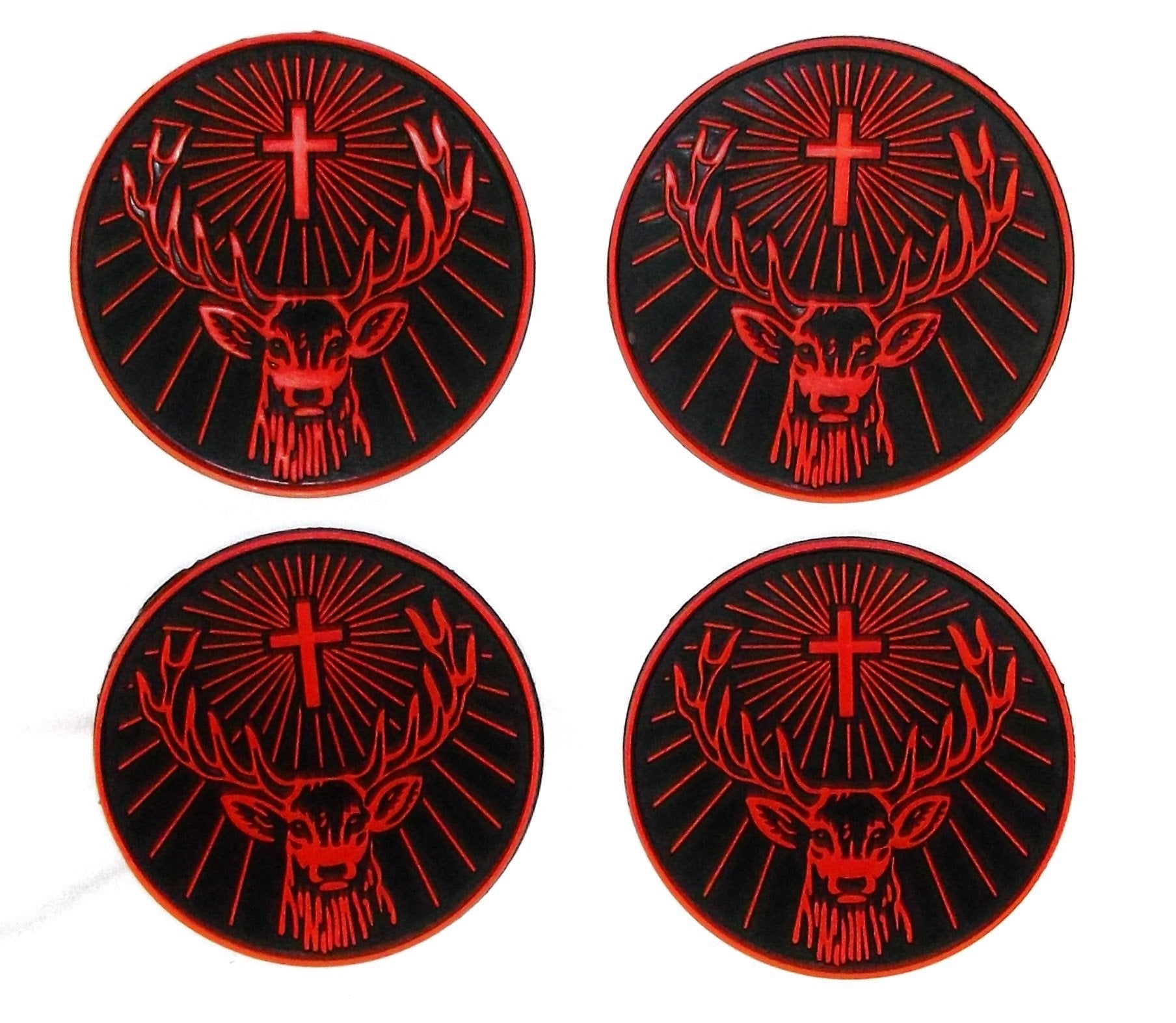 Jagermeister Jager Rubber Coaster Mats Set Of 4 Orange And Black With Deer & Cross Logo