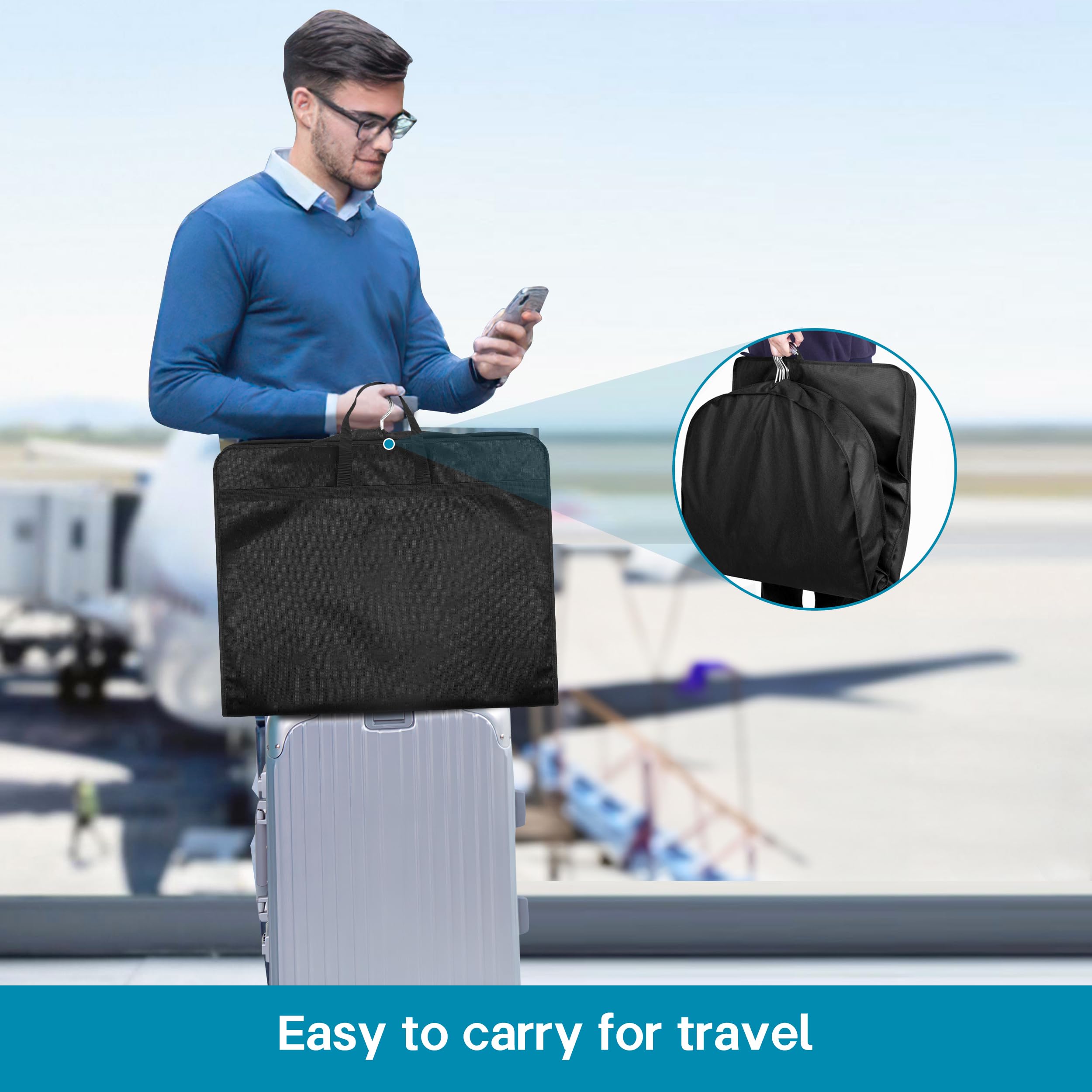 Kimbora 43'' Garment Bag For Travel, Gusseted Suit Bags For Men With Handles Garment Bags For Hanging Clothes Storage Suit Cover