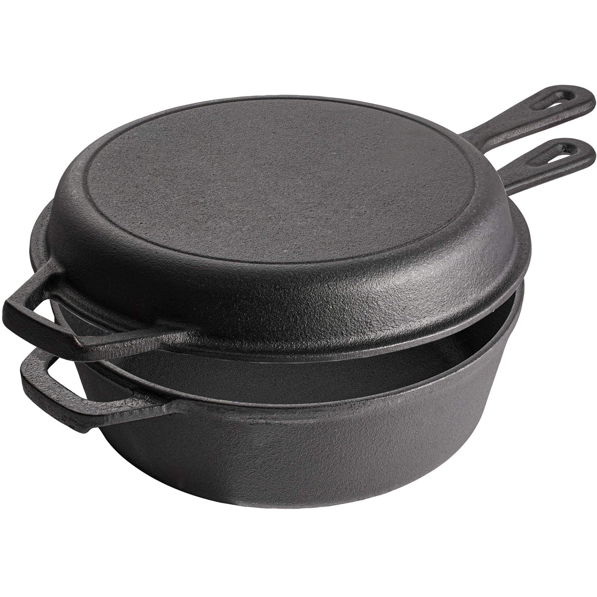 Vivicreate 2 In 1 Cast Iron Dutch Oven Pot With Skillet Lid Pre Seasoned Multi Cooker For Baking Frying Roasting Camping Compati
