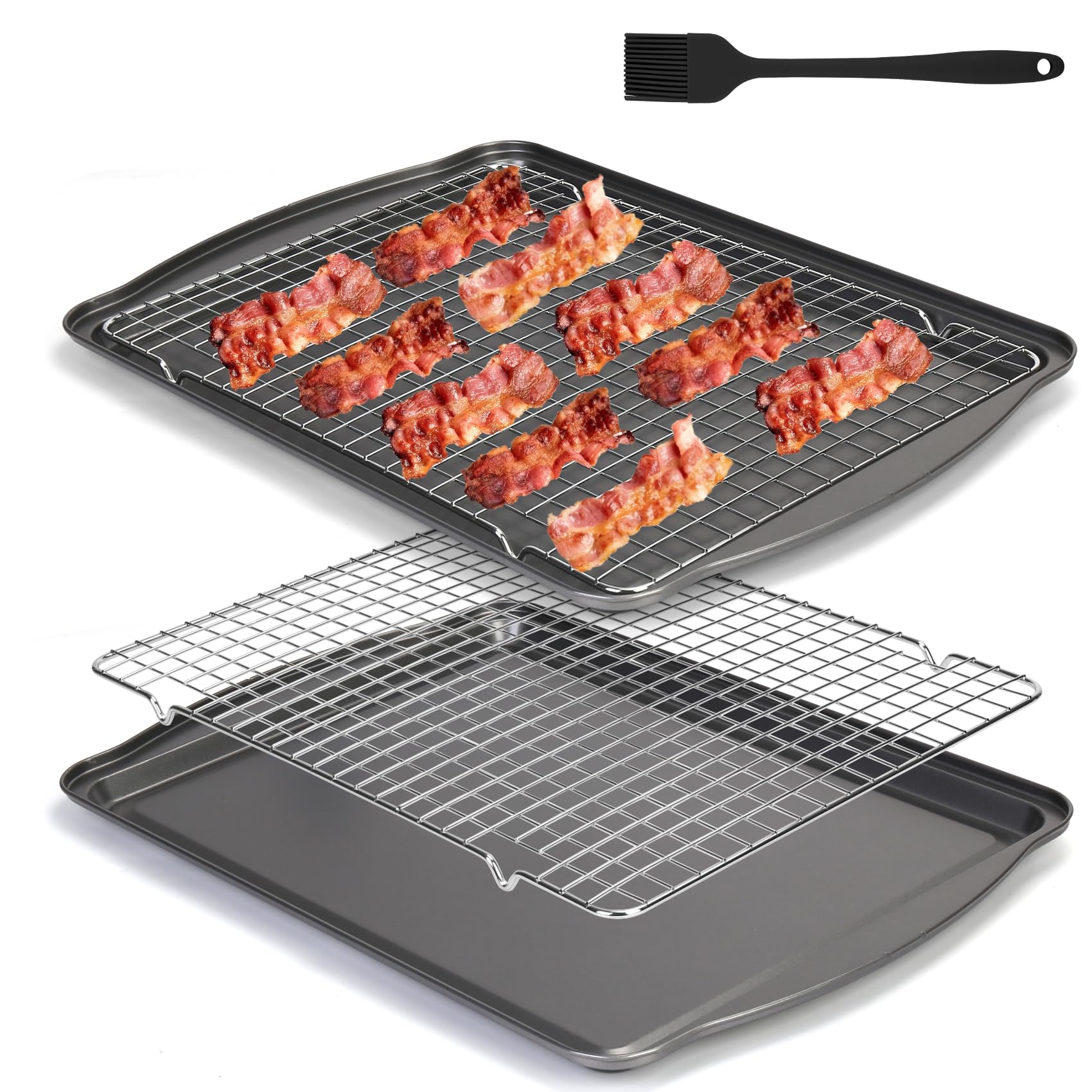 Baking Sheet with Wire Rack, 17 x 12 Nonstick Cookie Sheets Pan Oven Tray