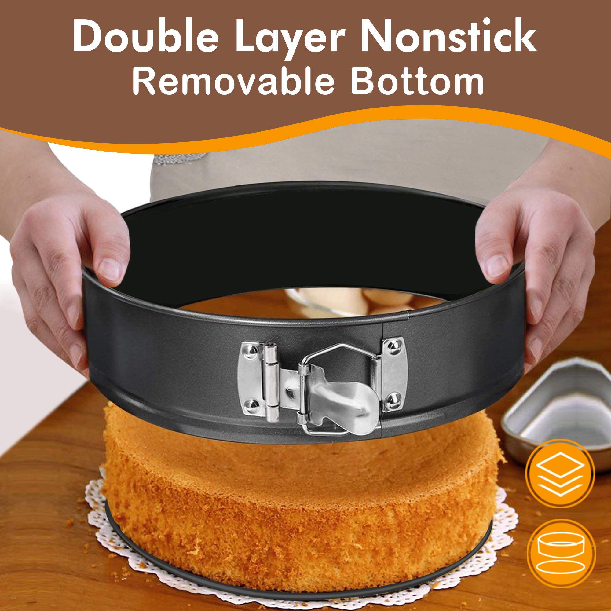Molgree Springform Pans, 3Pcs (7'' 9'' 11'') Nonstick Leakproof Cheesecake Pan Springform Pan Set With Removable Bottom, Spring