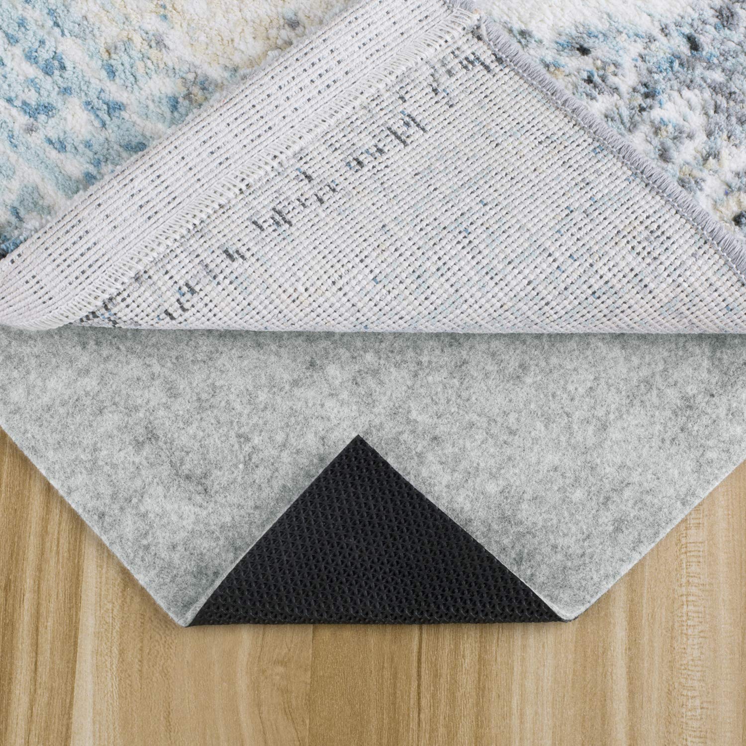 MAYSHINE - 2 x 4 - Dual Layer Felt + Rubber Rug Pad Grip Cushion | Non Slip Mat Protects Hard Floors, Secures Rug Position, an